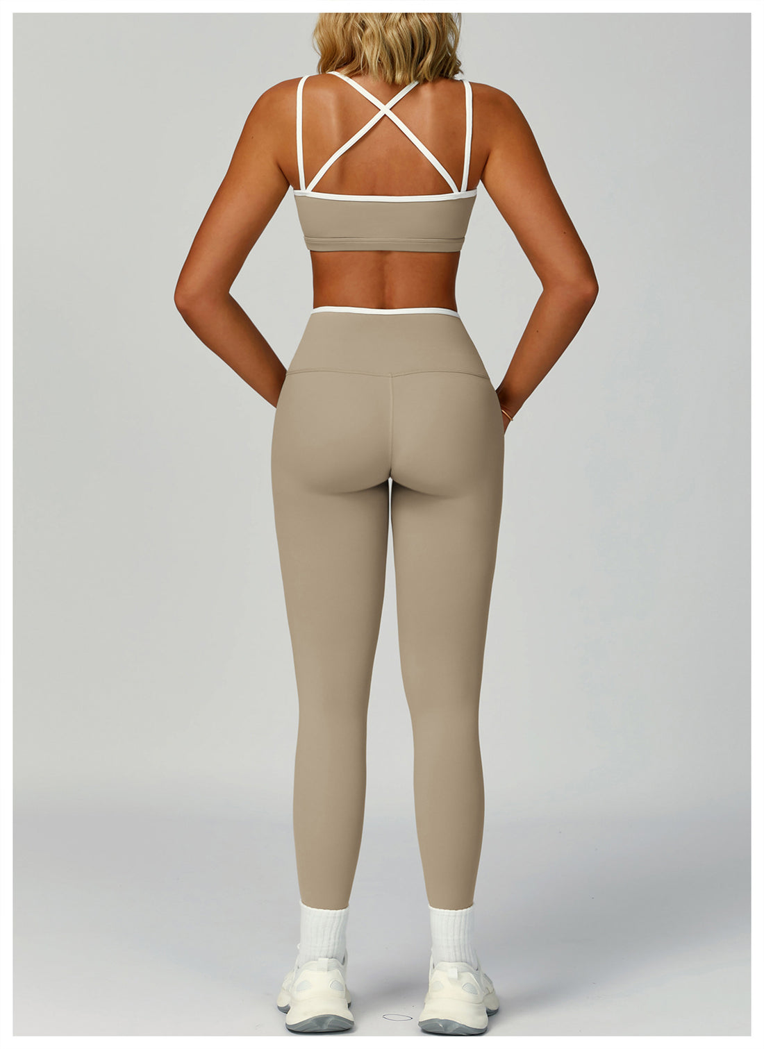 Strappy Backless Bra & Bike Short Set