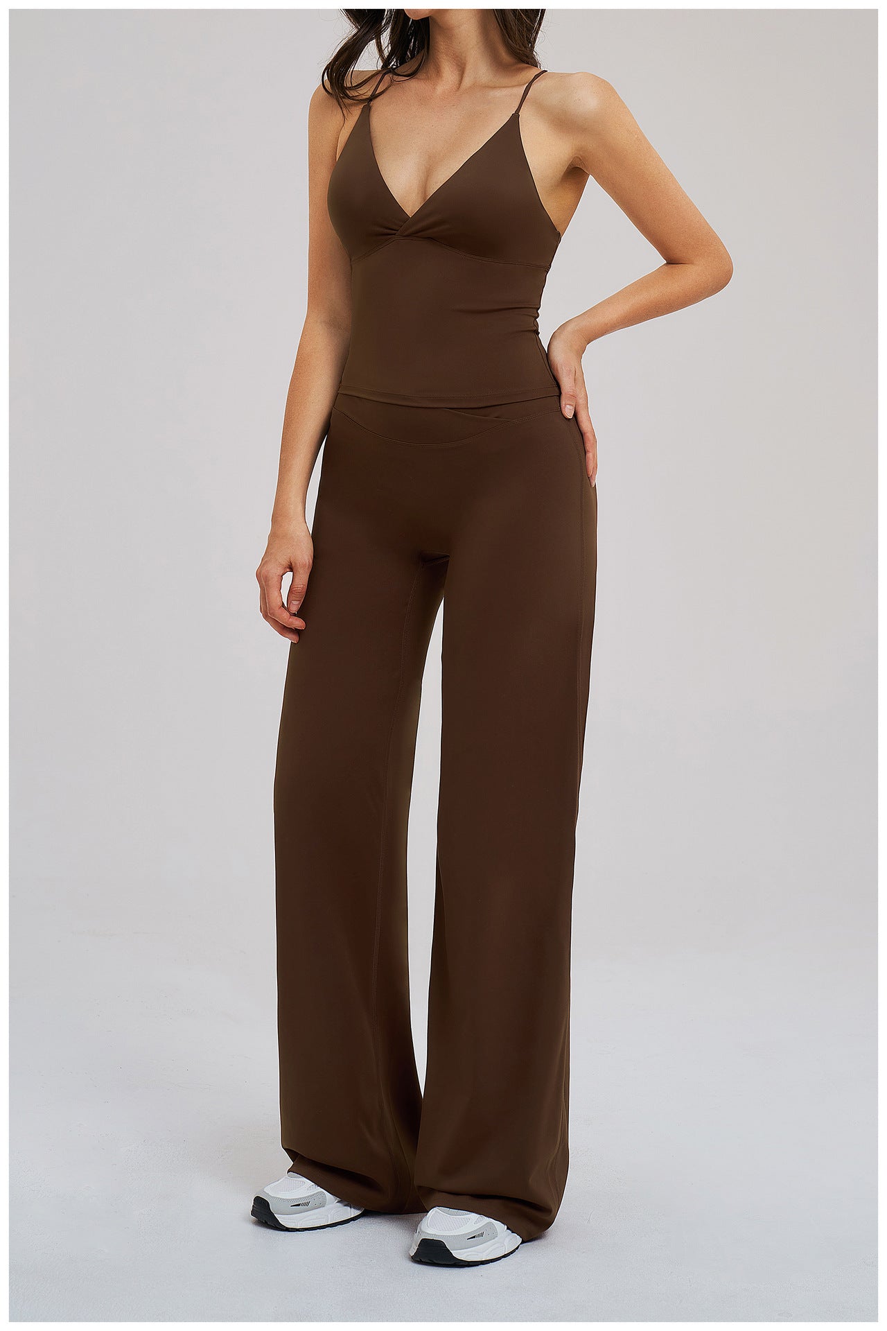 V-Neck Cami Top & Straight-Leg Pants Set