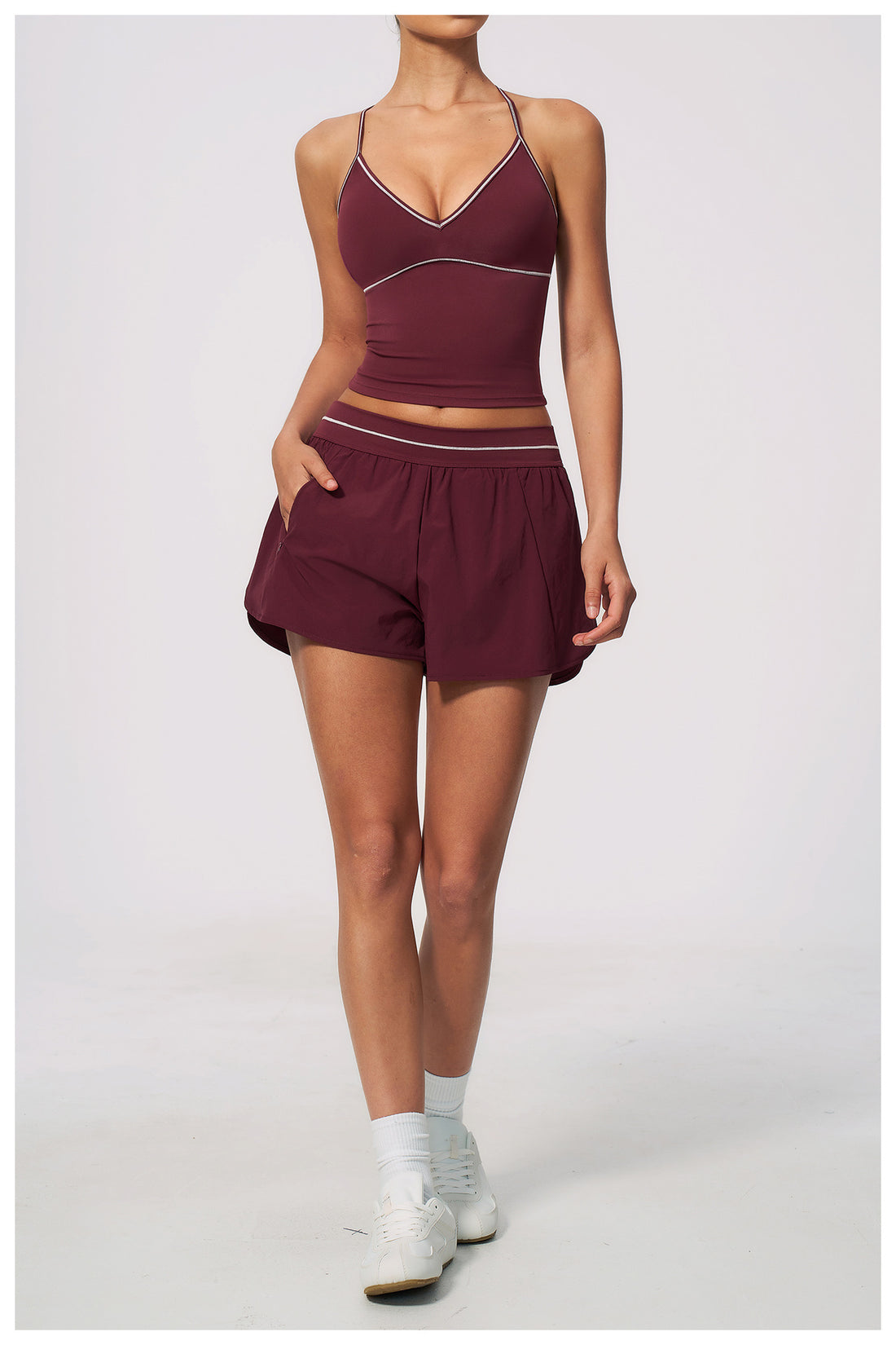 V-Neck Cami Bra & Running Shorts Set