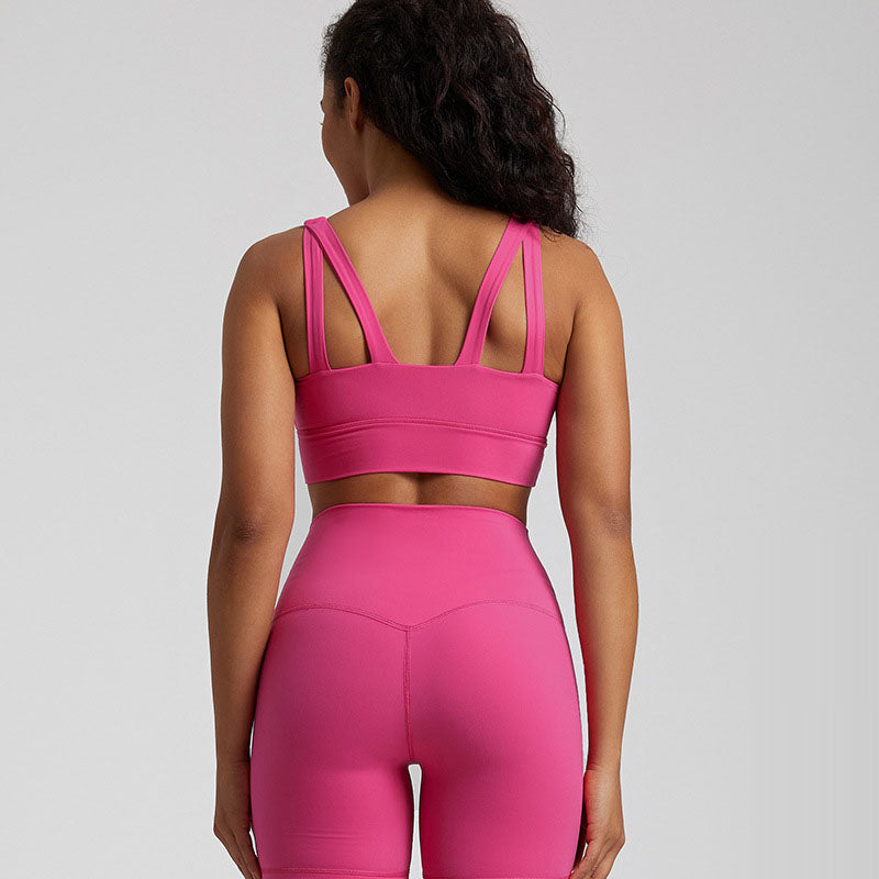 European and American nude yoga vest women's cross back sports bra fitness yoga clothing top outdoor sports bra eprolo