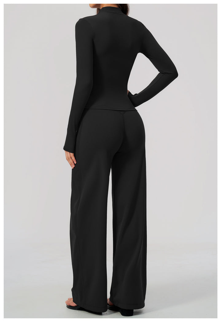 Zip Jacket, Bra & Flared Pant Yoga Set