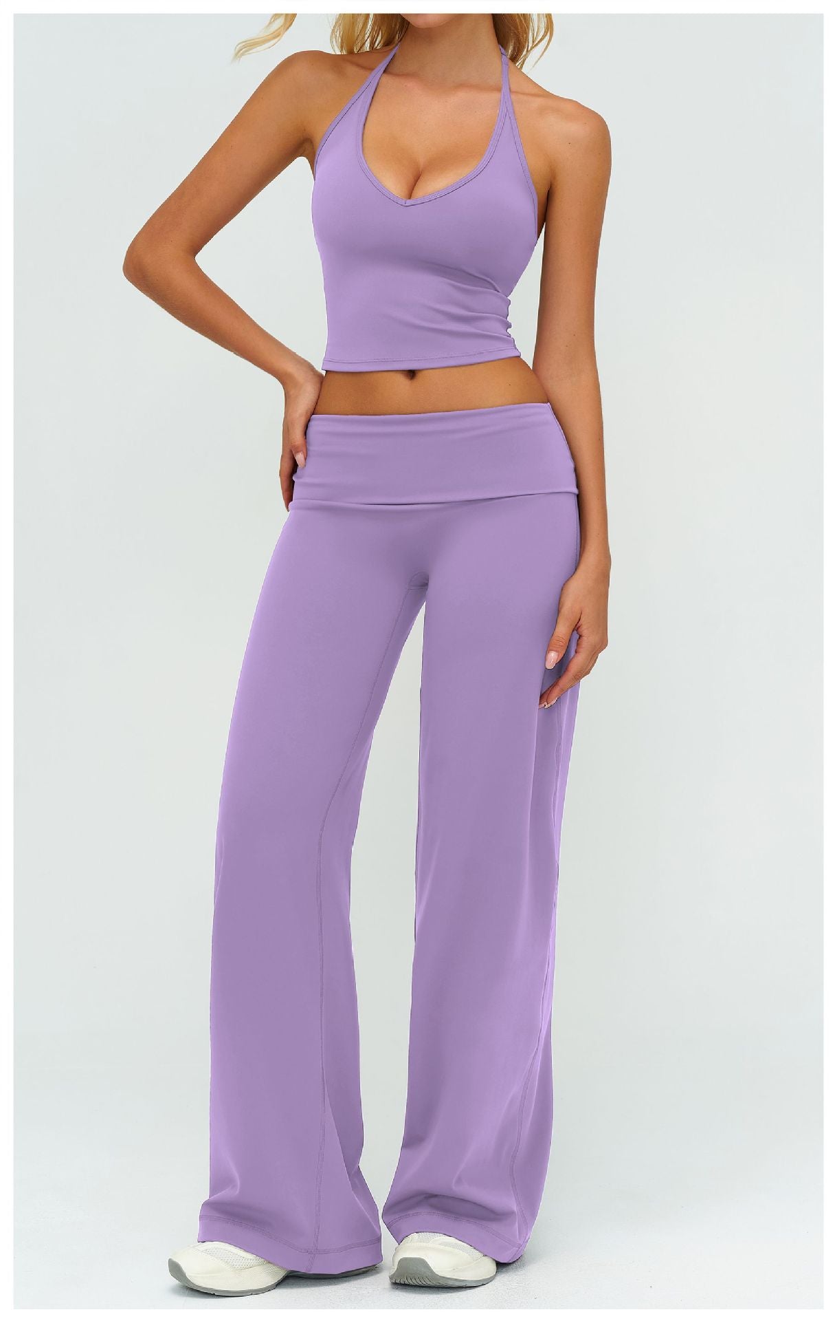 Halter Crop Top & Wide-Leg Pants Set