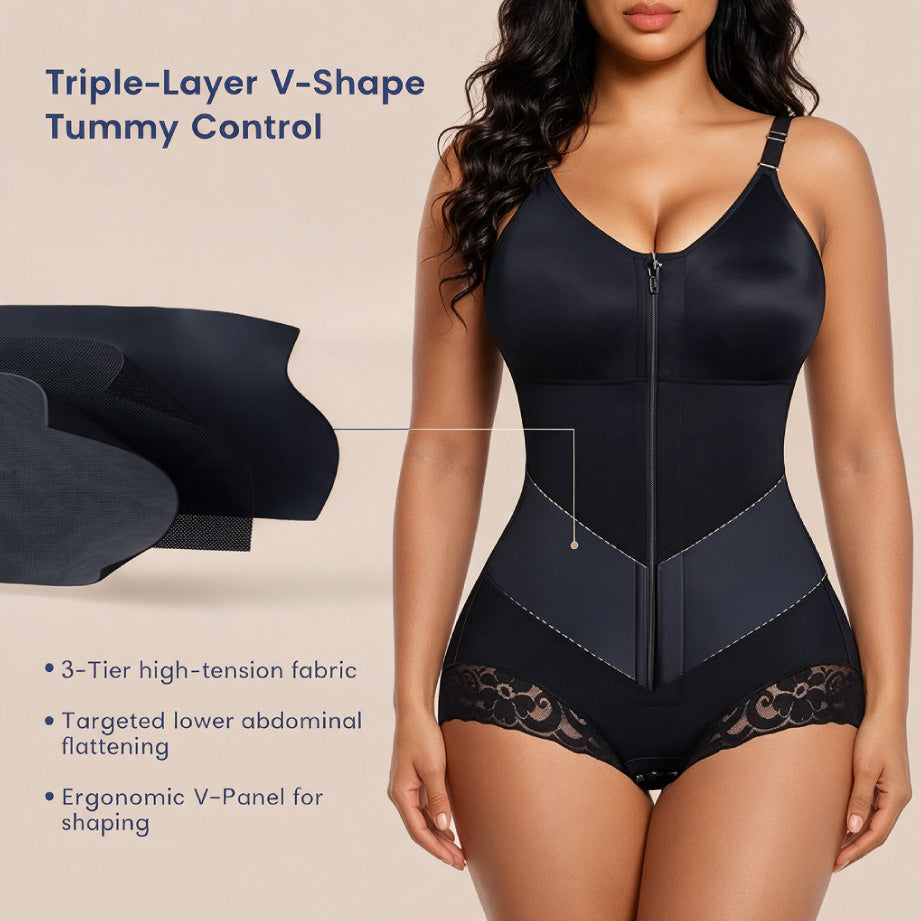 Tummy Control Front Zip Faja Bodysuit TheJellyBra