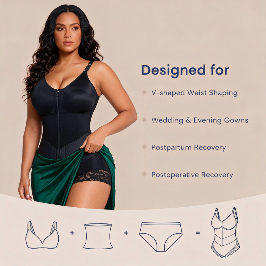 Tummy Control Front Zip Faja Bodysuit TheJellyBra