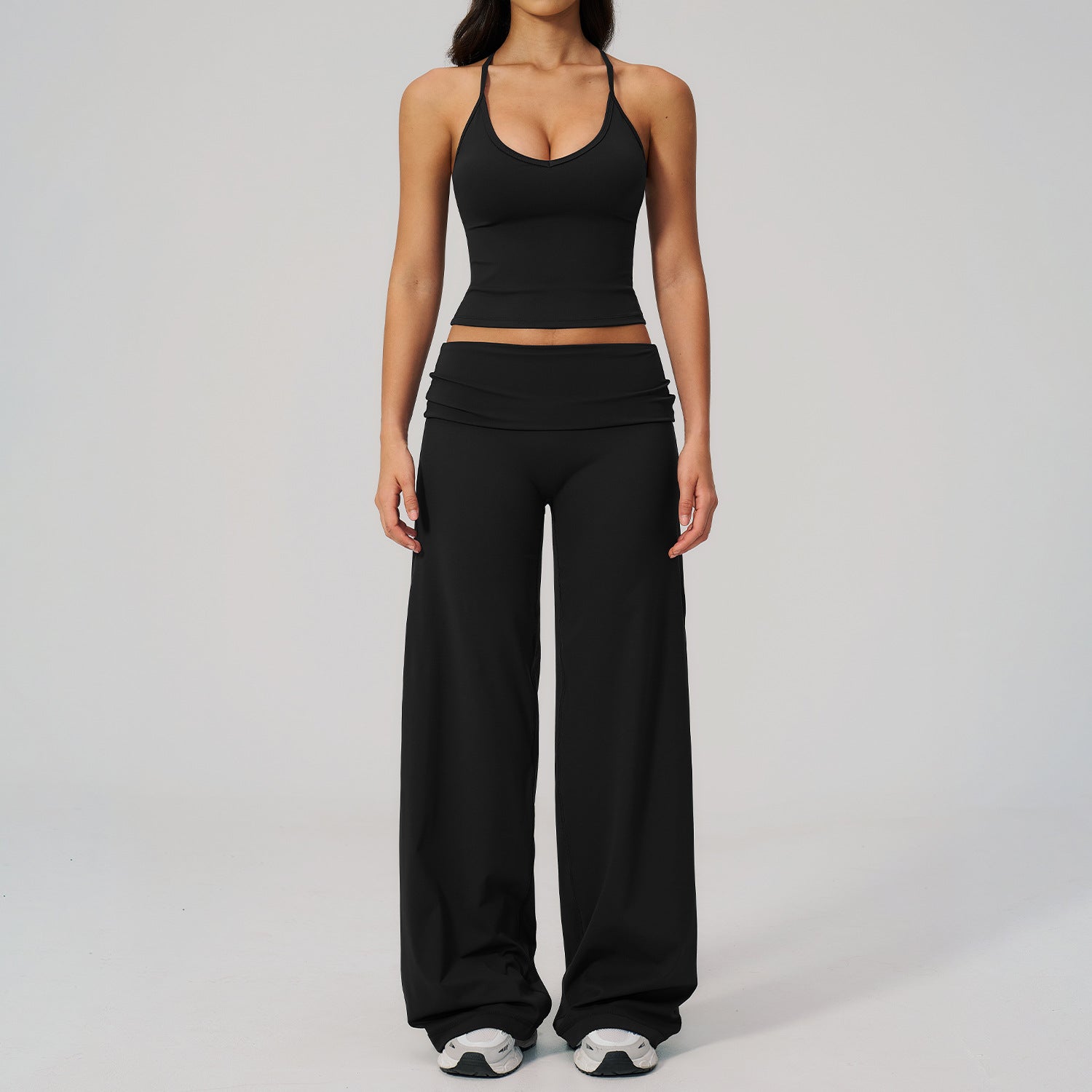 Fitted Crop Top Backless Workout Set High Waist Versatile Casual Style Yoga Set eprolo
