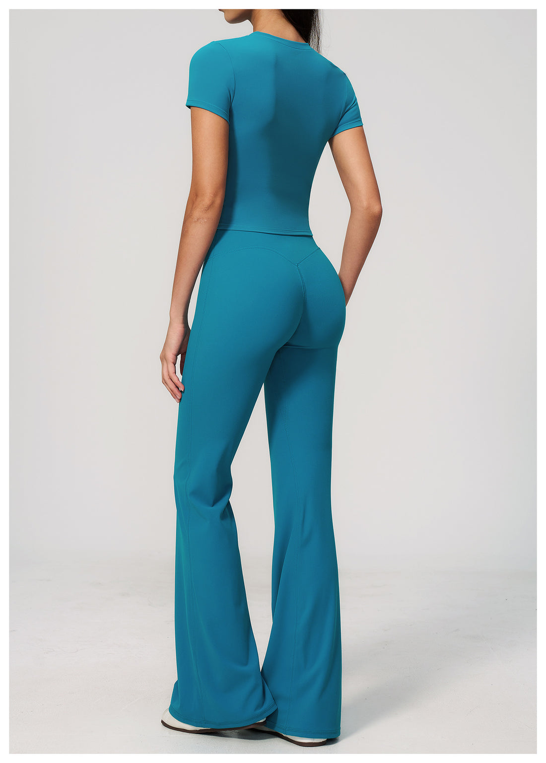 Crew Neck Crop Top & Flare Pants Set