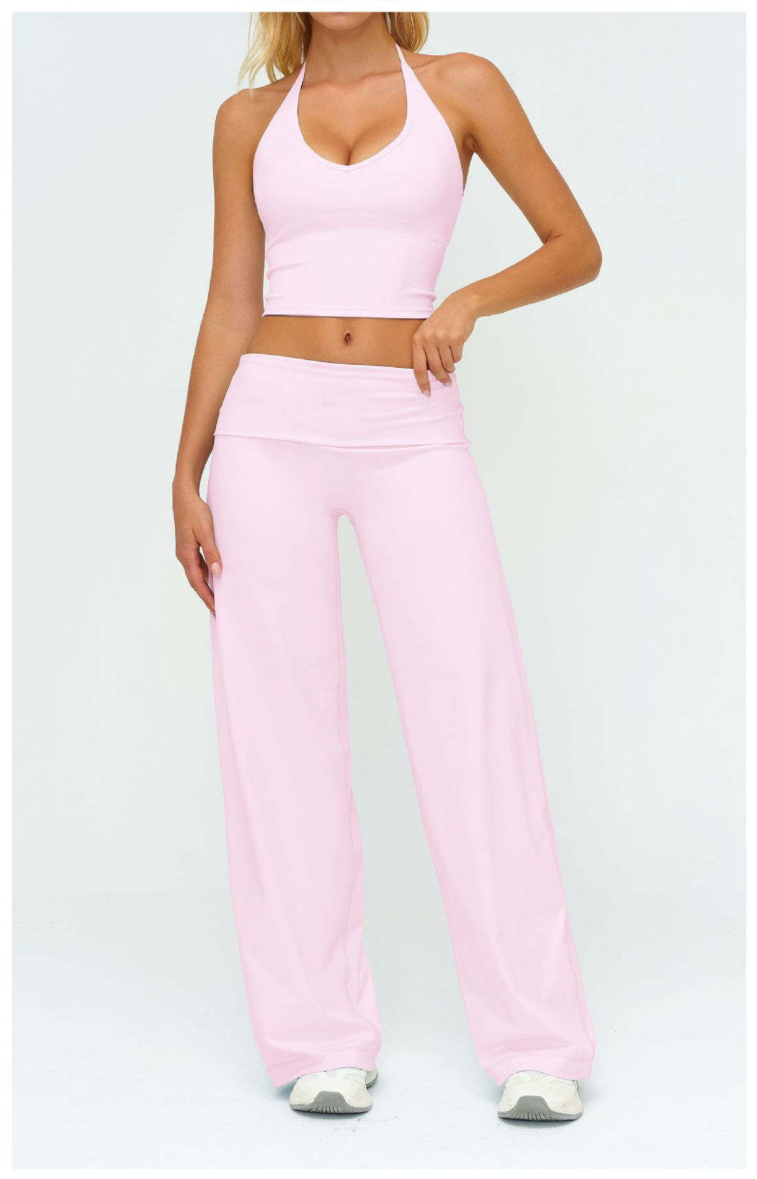 Halter Crop Top & Wide-Leg Pants Set