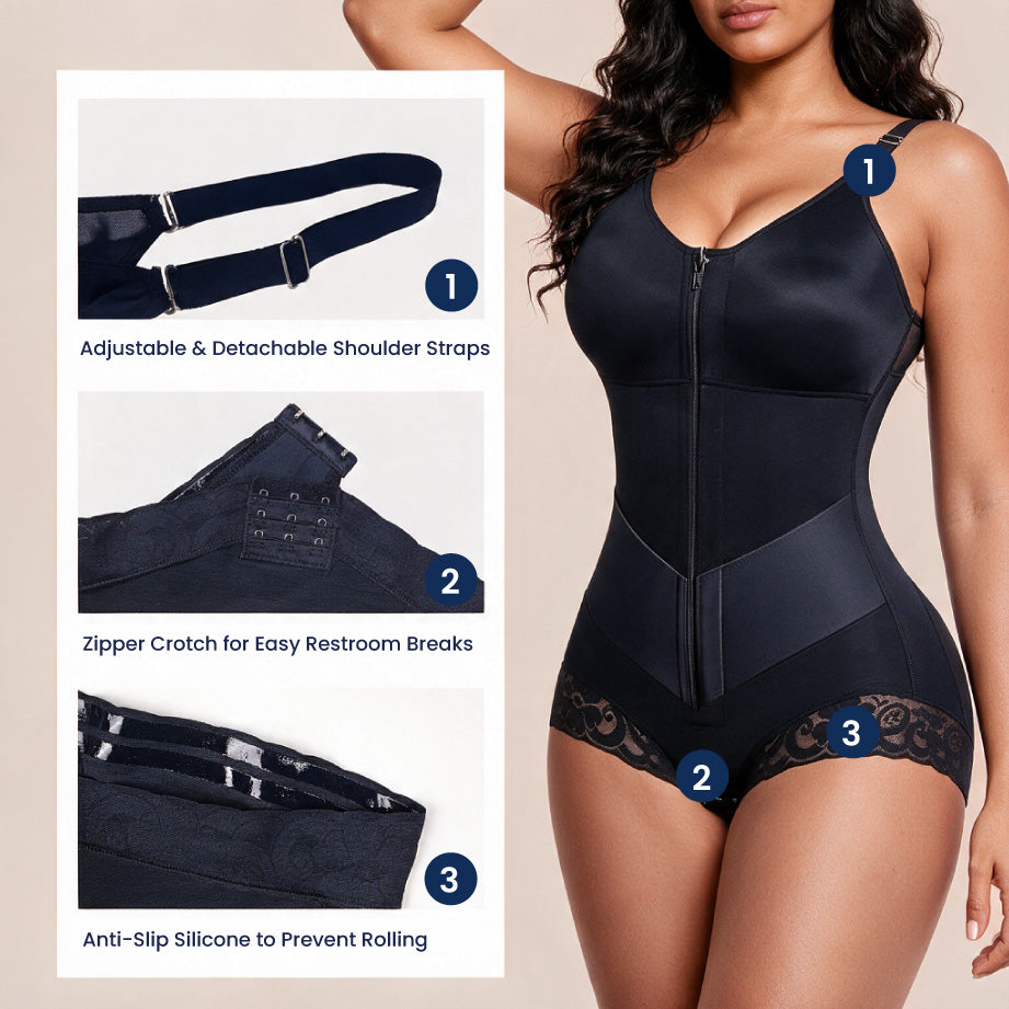 Tummy Control Front Zip Faja Bodysuit TheJellyBra