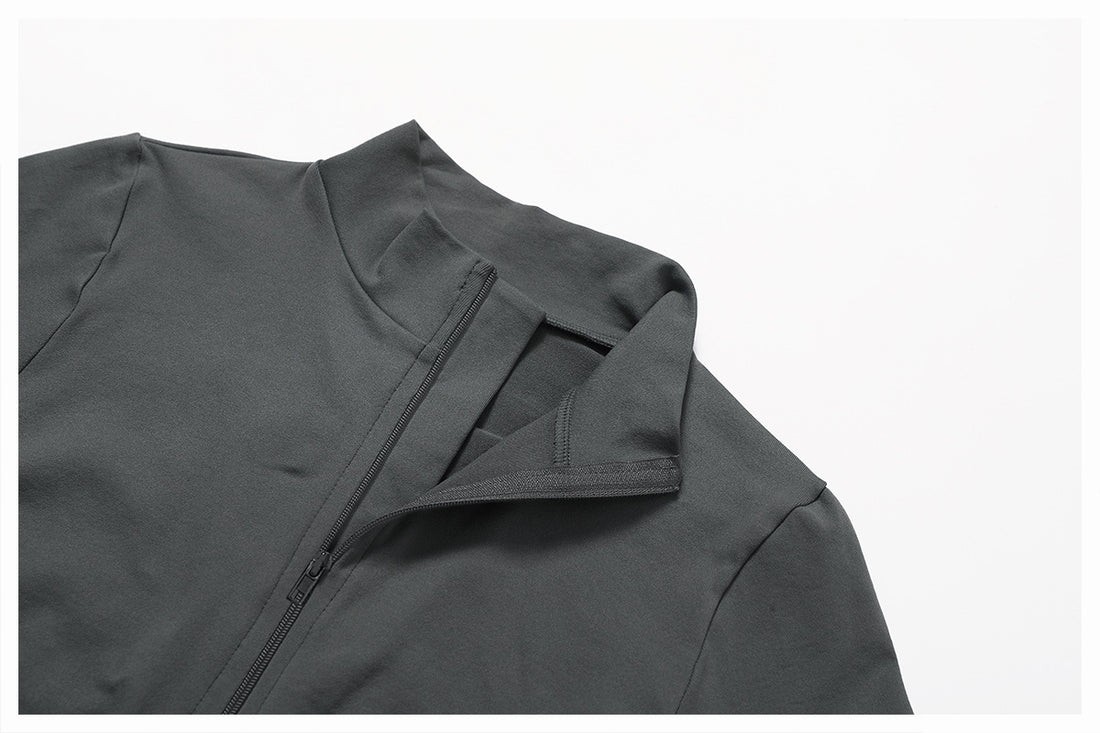 Zip-Up Long Sleeve Crop Yoga Jacket