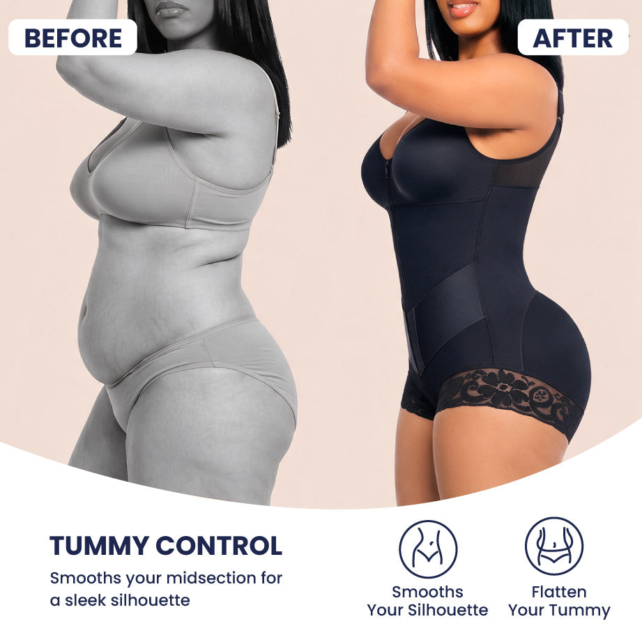 Tummy Control Front Zip Faja Bodysuit TheJellyBra