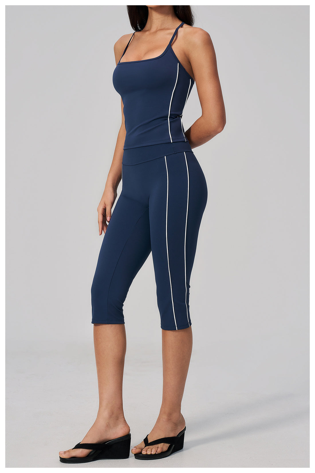 Color-Block Racerback Cami & Capri Legging Set