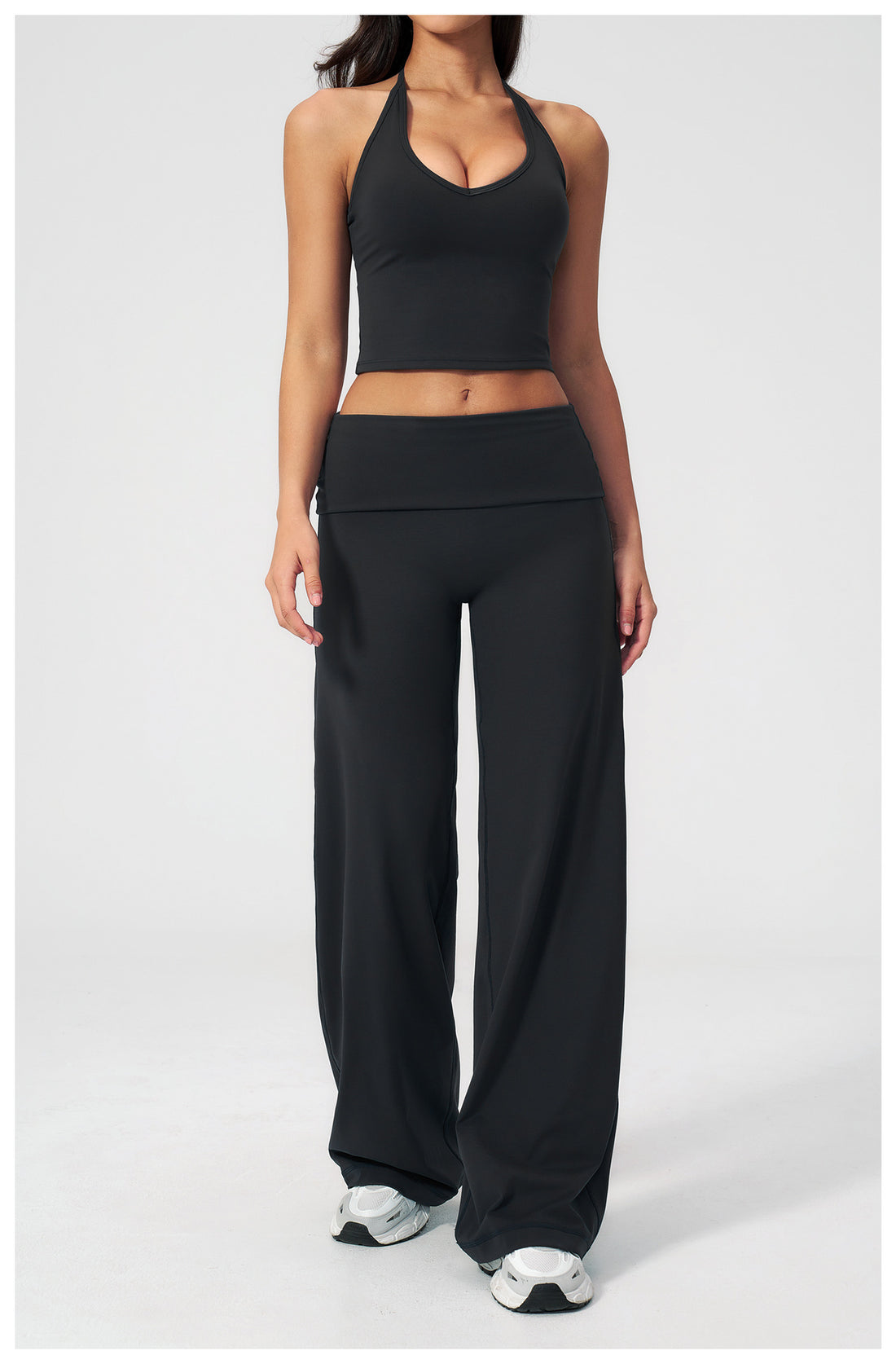 Halter Crop Top & Wide-Leg Pants Set