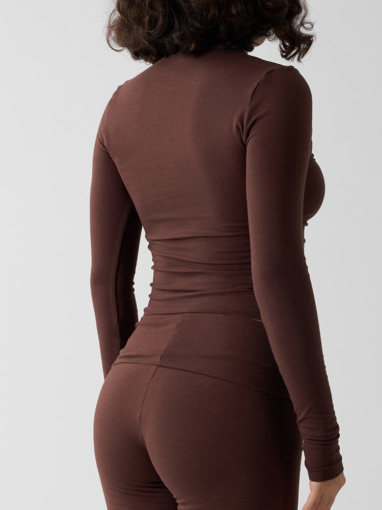 Cotton Jersey Long Sleeve Crop Top (Style 2)