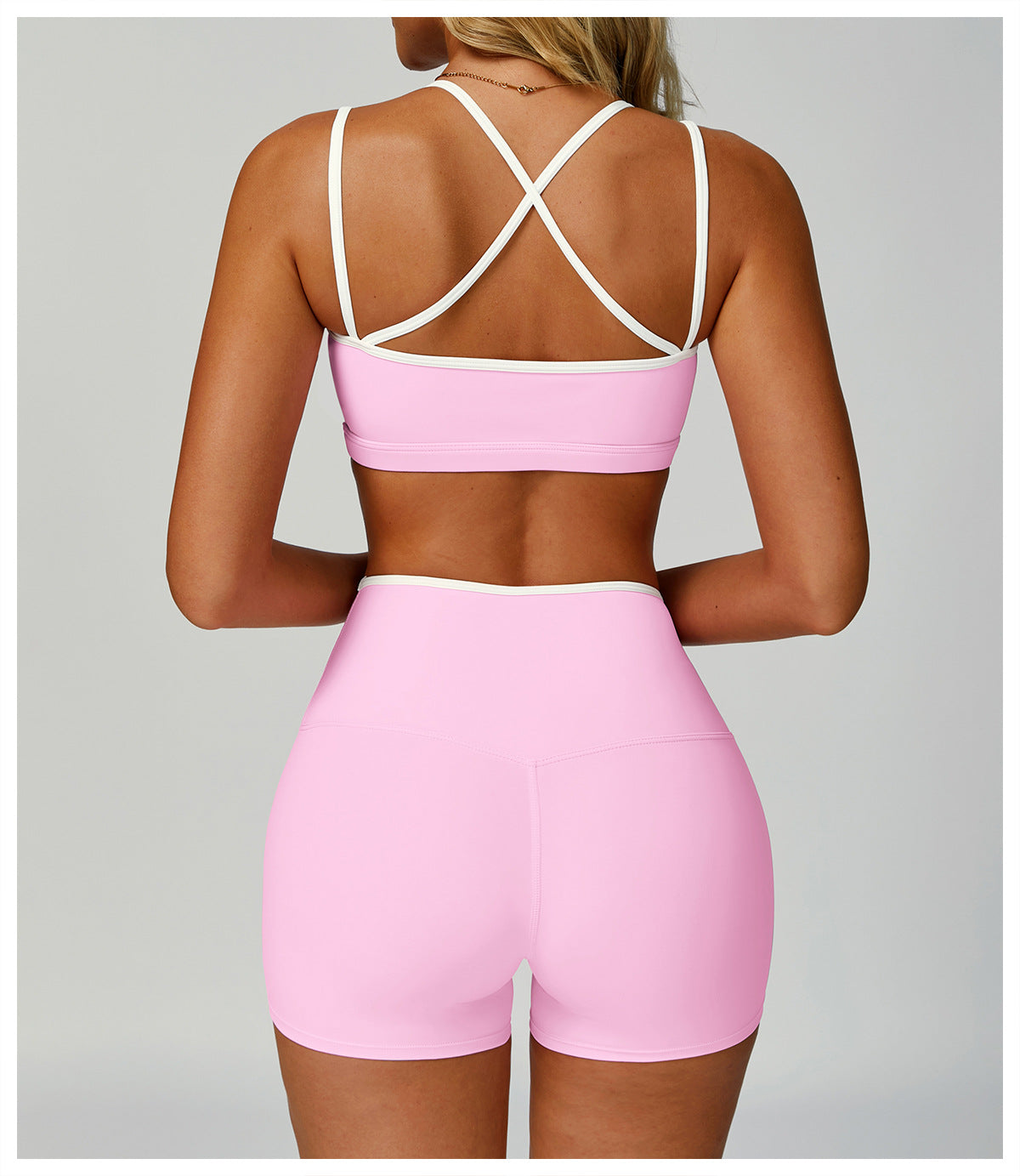Strappy Backless Bra & Bike Short Set