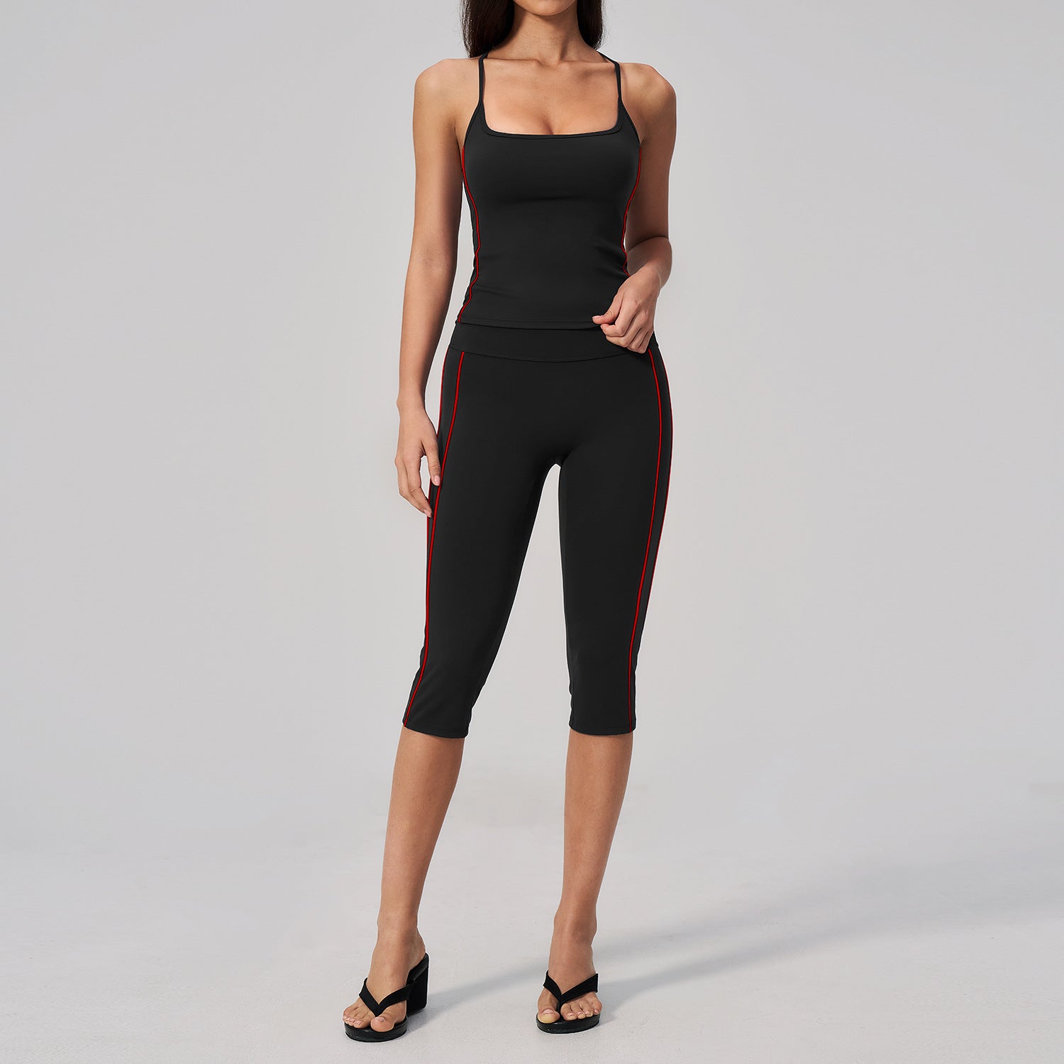 Yoga Set for Women Summer Brushed Color-Blocked Backless with Built-in Bra Wearable for Running Fitness Workout Outfit eprolo