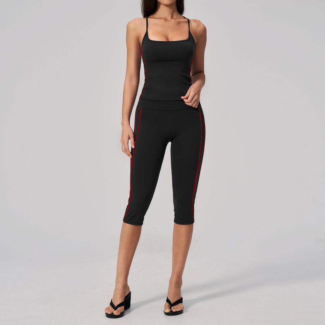 Yoga Set for Women Summer Brushed Color-Blocked Backless with Built-in Bra Wearable for Running Fitness Workout Outfit eprolo