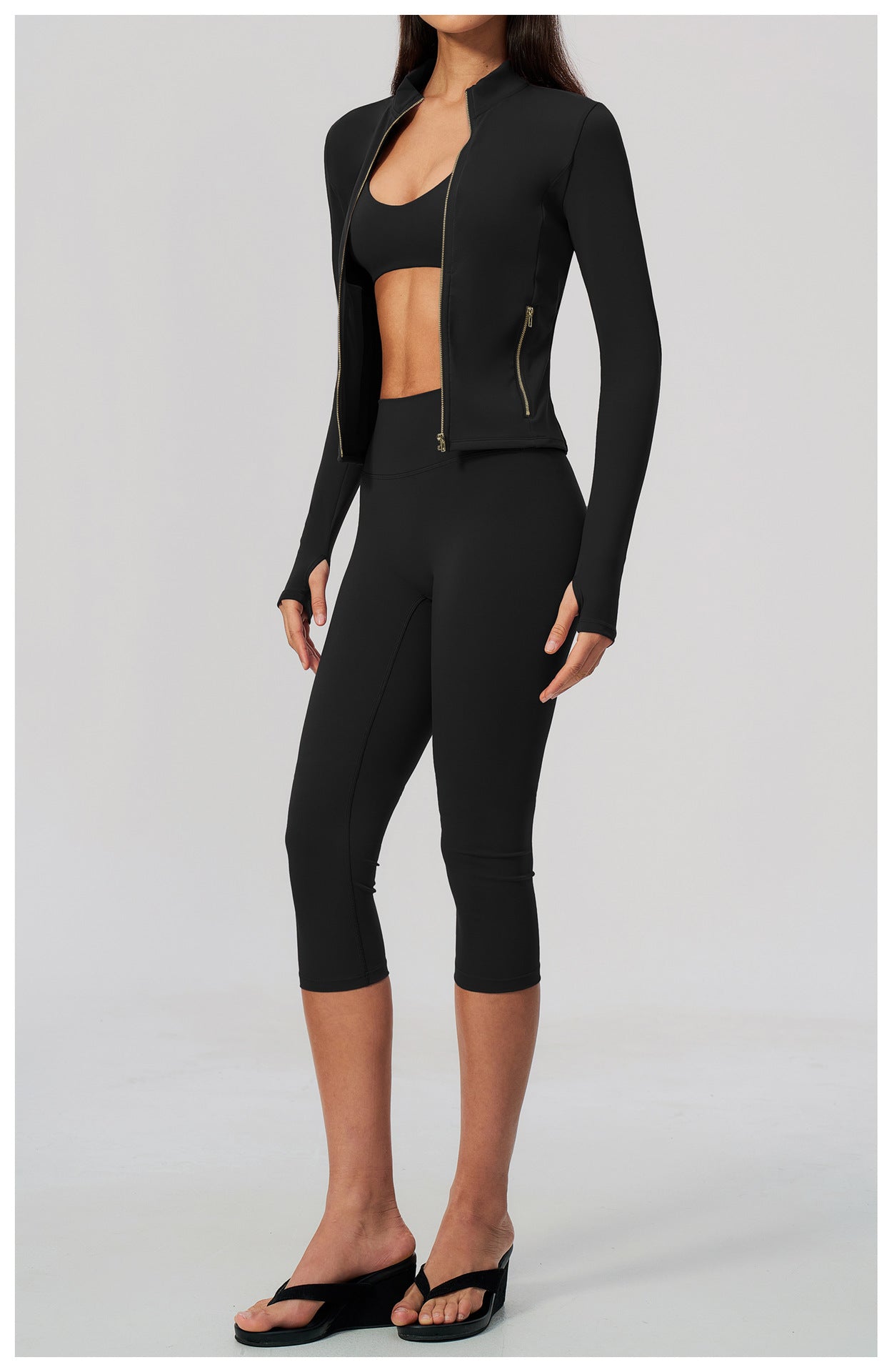 Zip-Up Capri Yoga 3-Piece Set