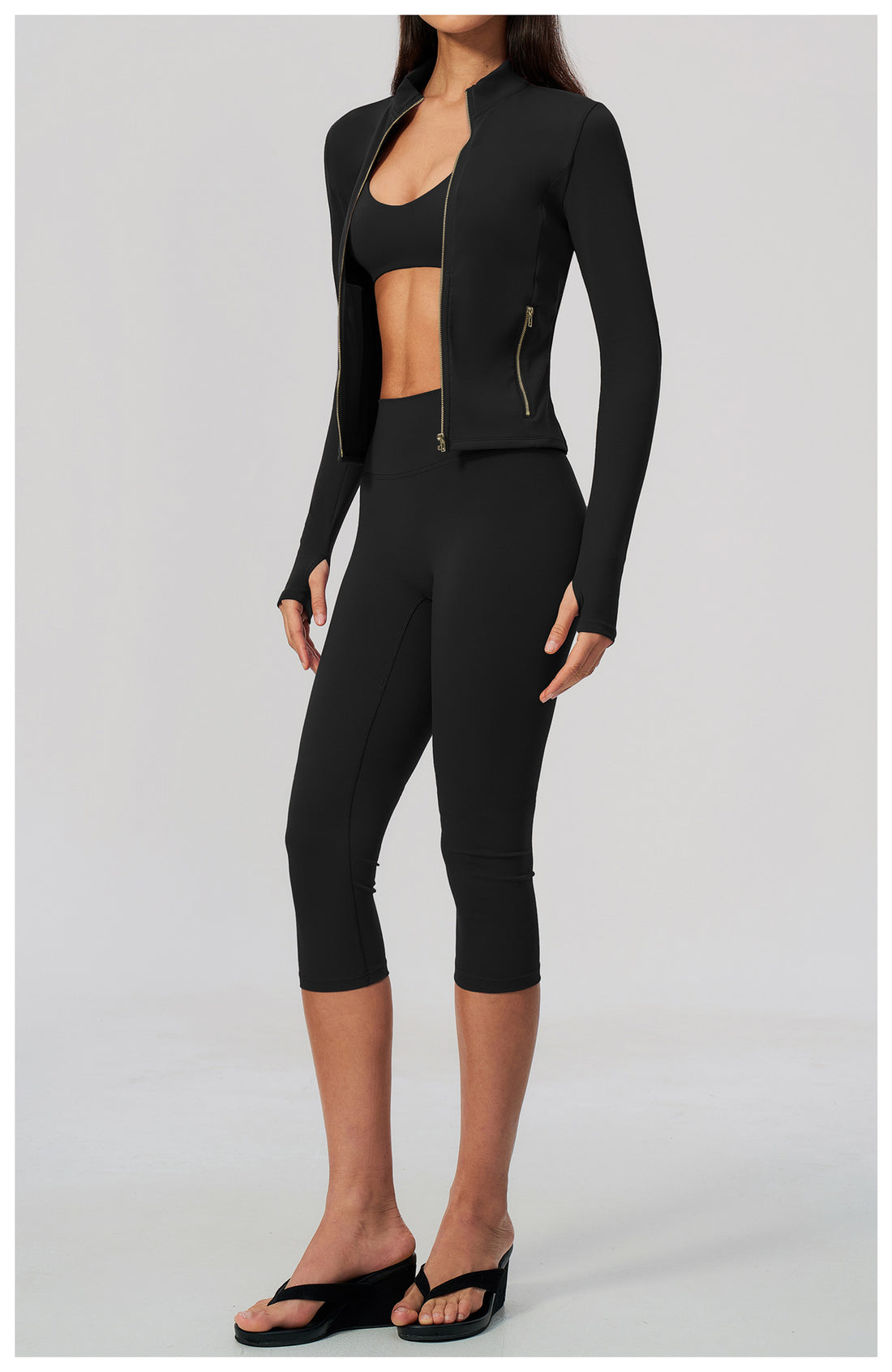 Zip-Up Capri Yoga 3-Piece Set
