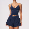 Yoga Suit Set for Women, New Brushed Color-block V-neck Halter Sports Quick-dry Fitness Set eprolo