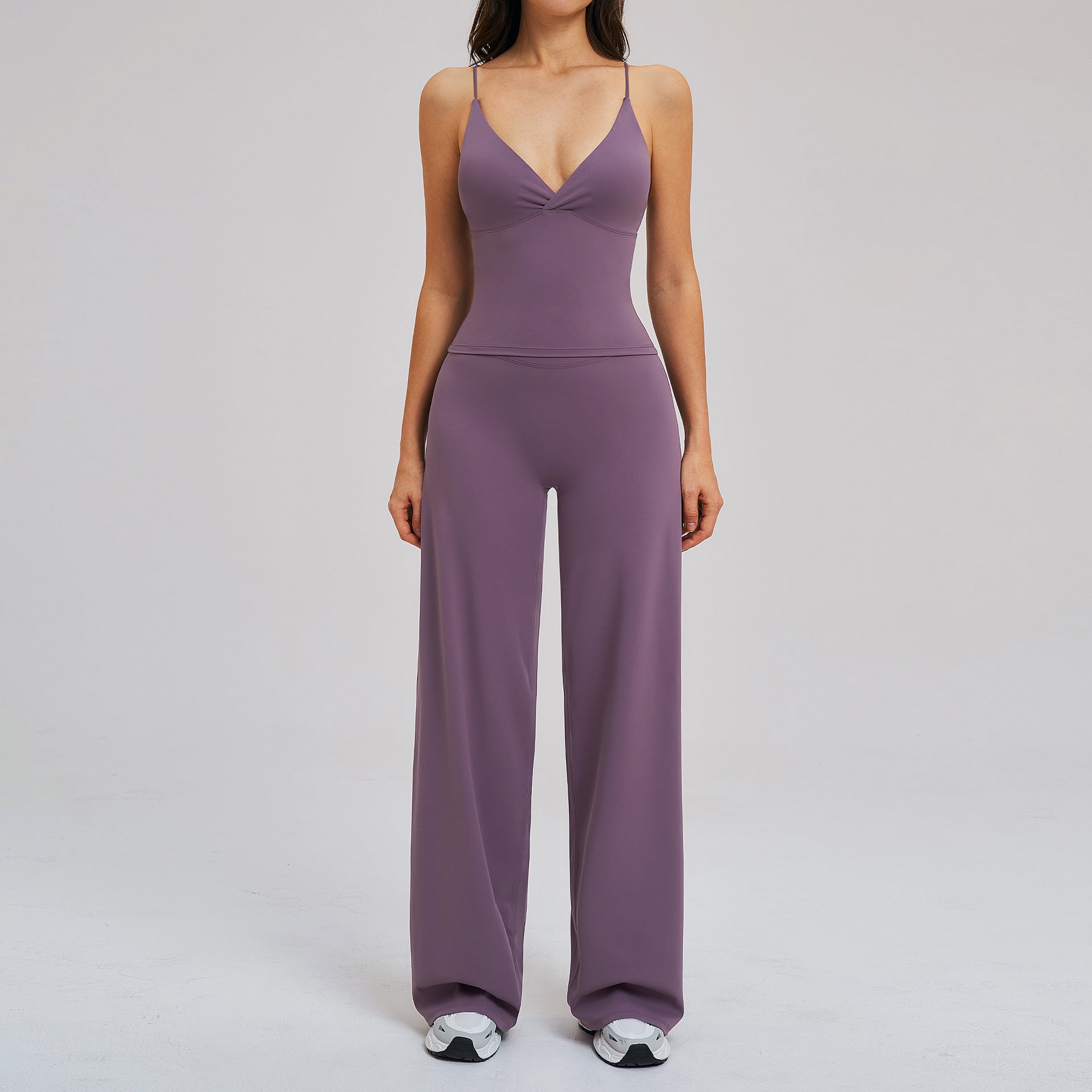 Comfortable Brushed Fabric Sport Set Loose Wide-Leg Backless Casual Outfit Outdoor Cycling Running Yoga Set eprolo