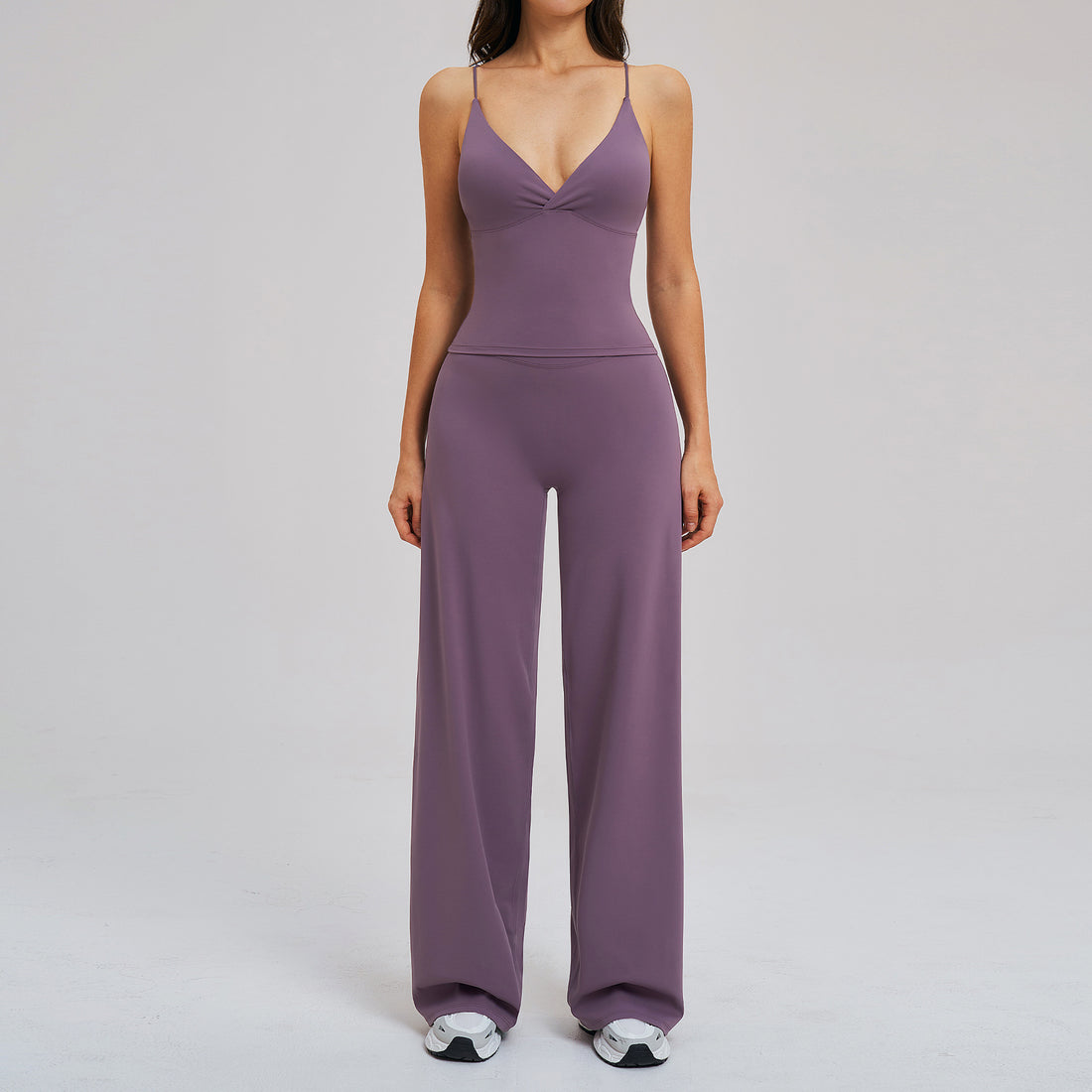 Comfortable Brushed Fabric Sport Set Loose Wide-Leg Backless Casual Outfit Outdoor Cycling Running Yoga Set eprolo