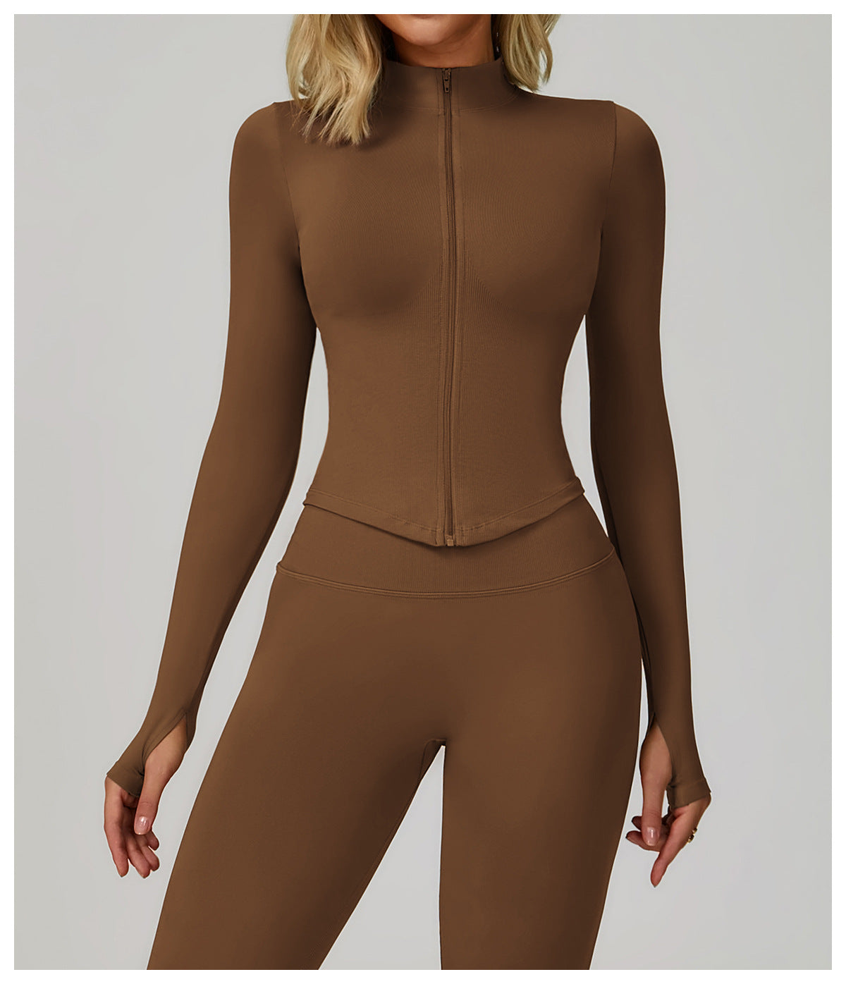 Zip-Up Long Sleeve Crop Yoga Jacket