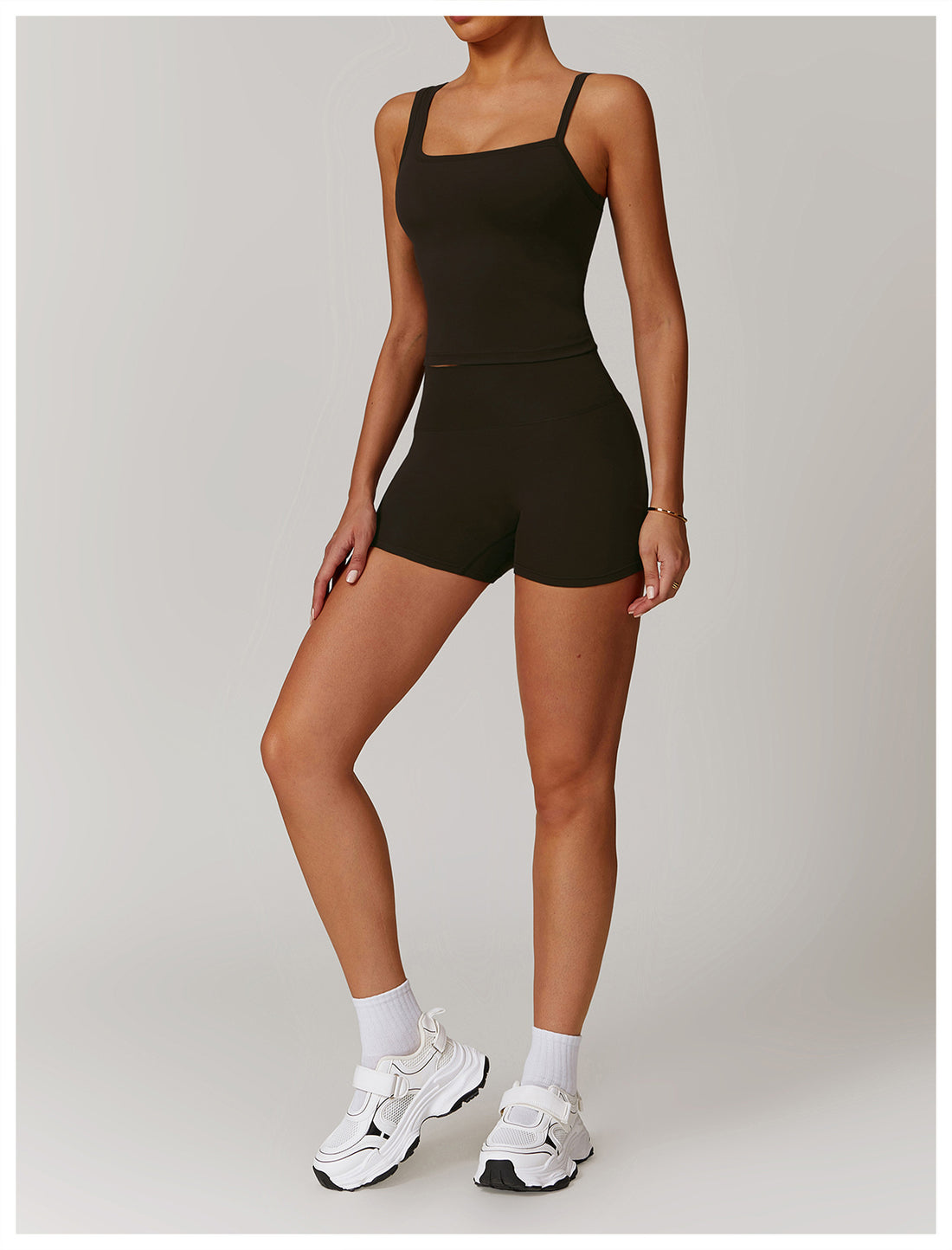 Square Neck Tank & Bike Shorts Workout Set