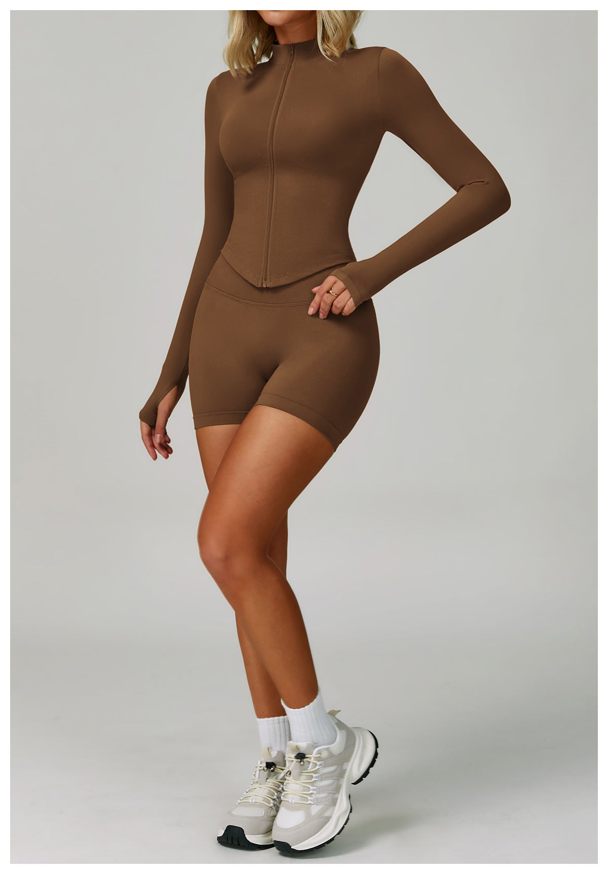 Zip-Up Long Sleeve Crop Yoga Jacket