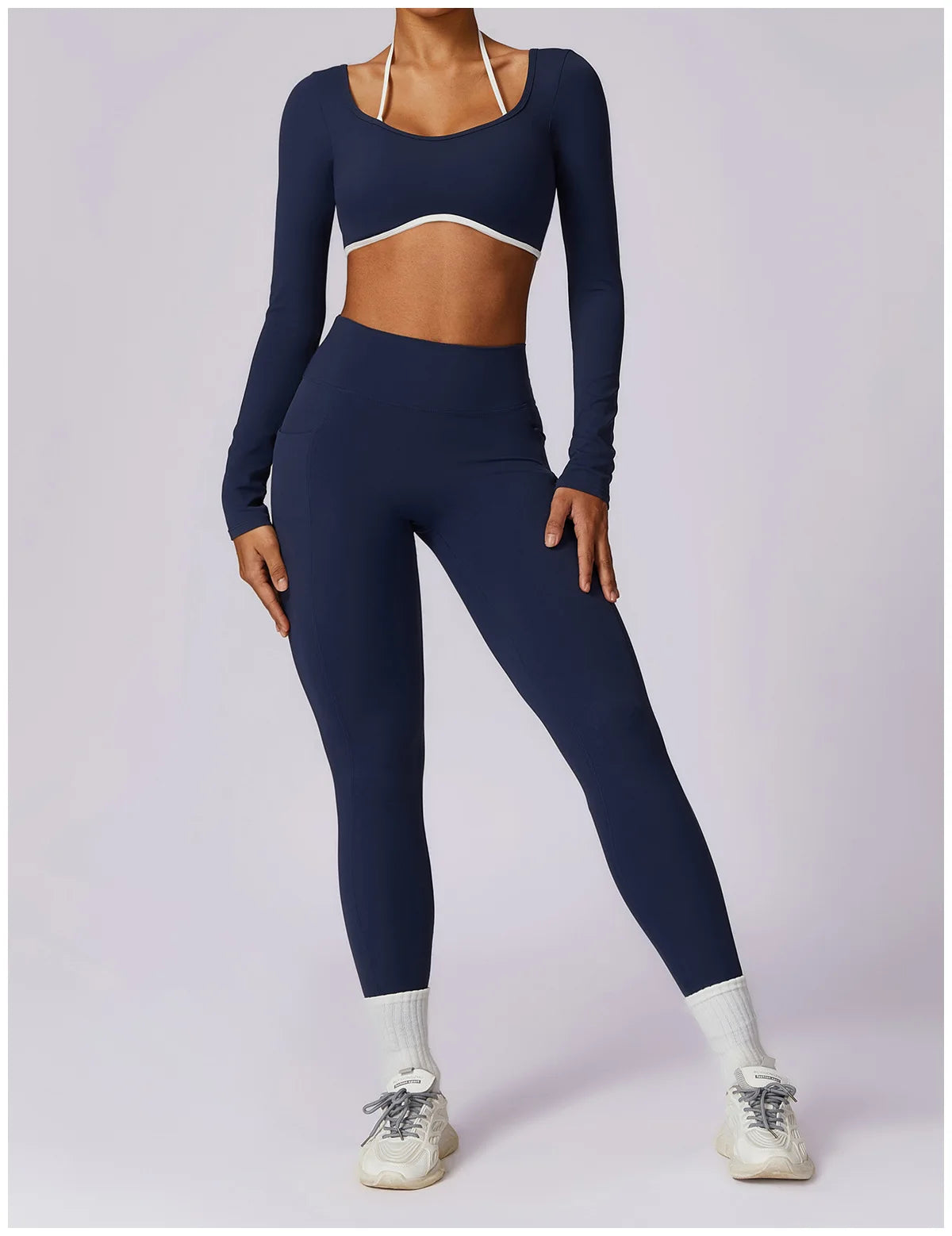 Halter Bra & Leggings Color-Block Set