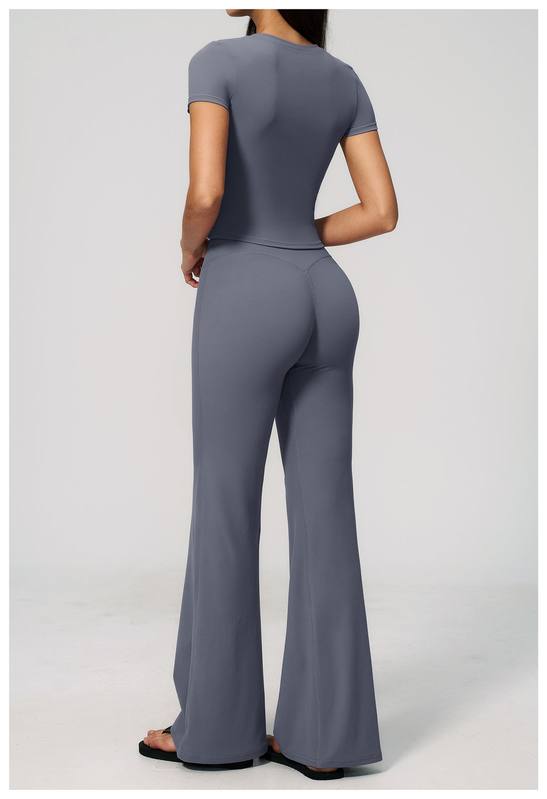 Crew Neck Crop Top & Flare Pants Set