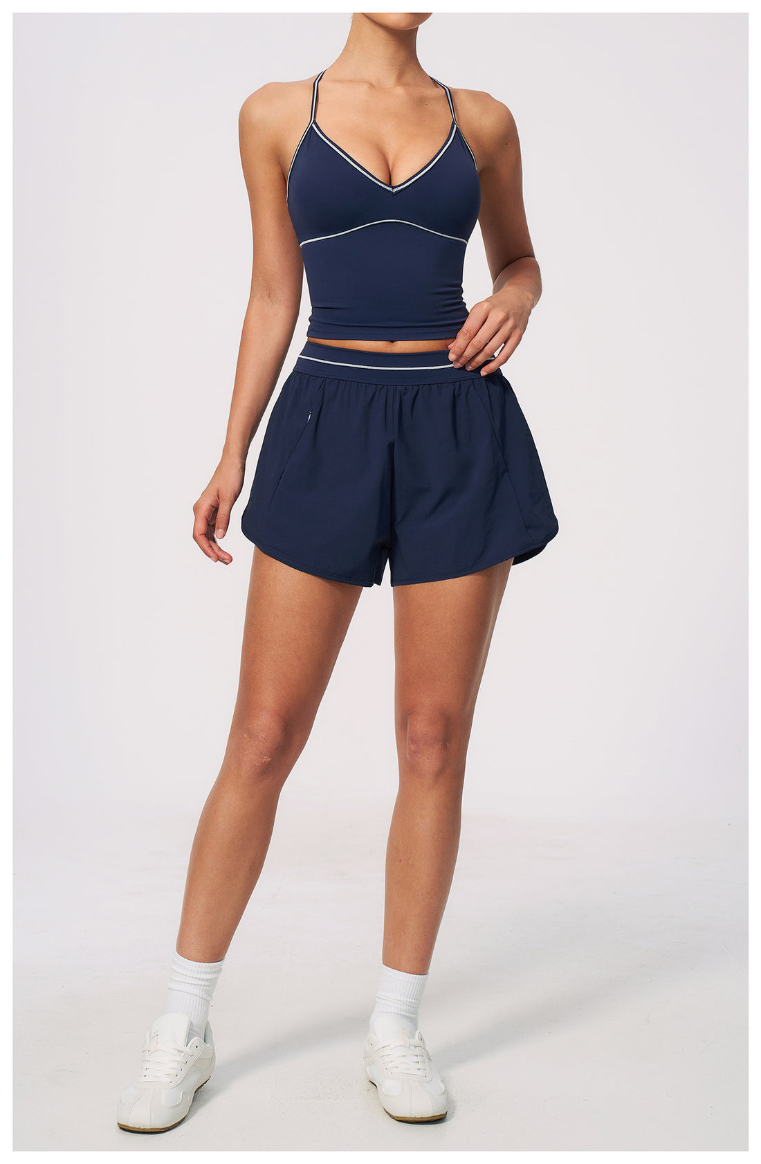 V-Neck Cami Bra & Running Shorts Set
