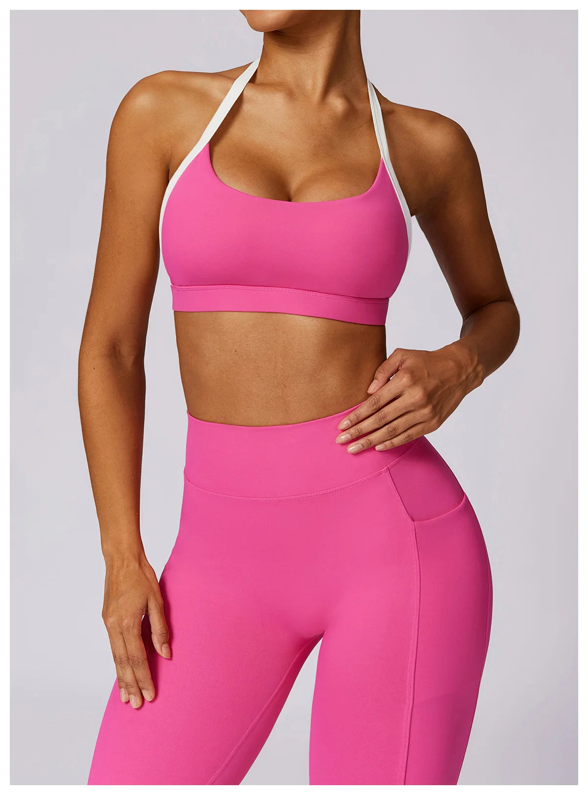 Halter Bra & Leggings Color-Block Set