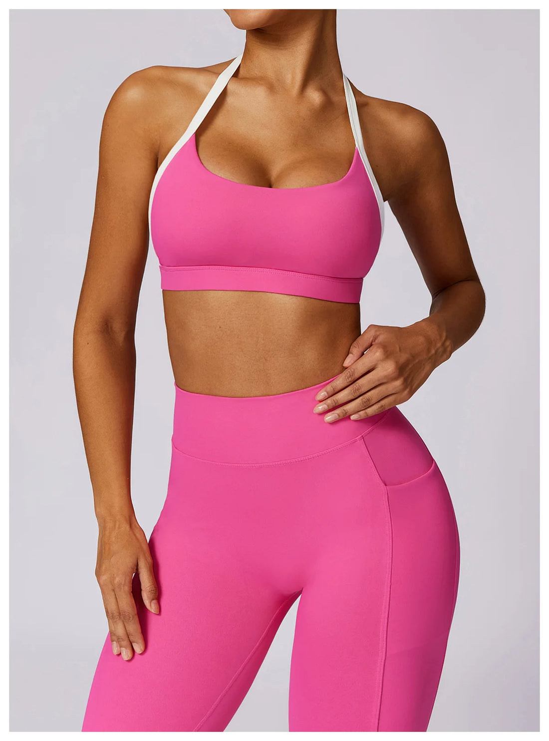 Color Block Long Sleeve Crop & Leggings Set