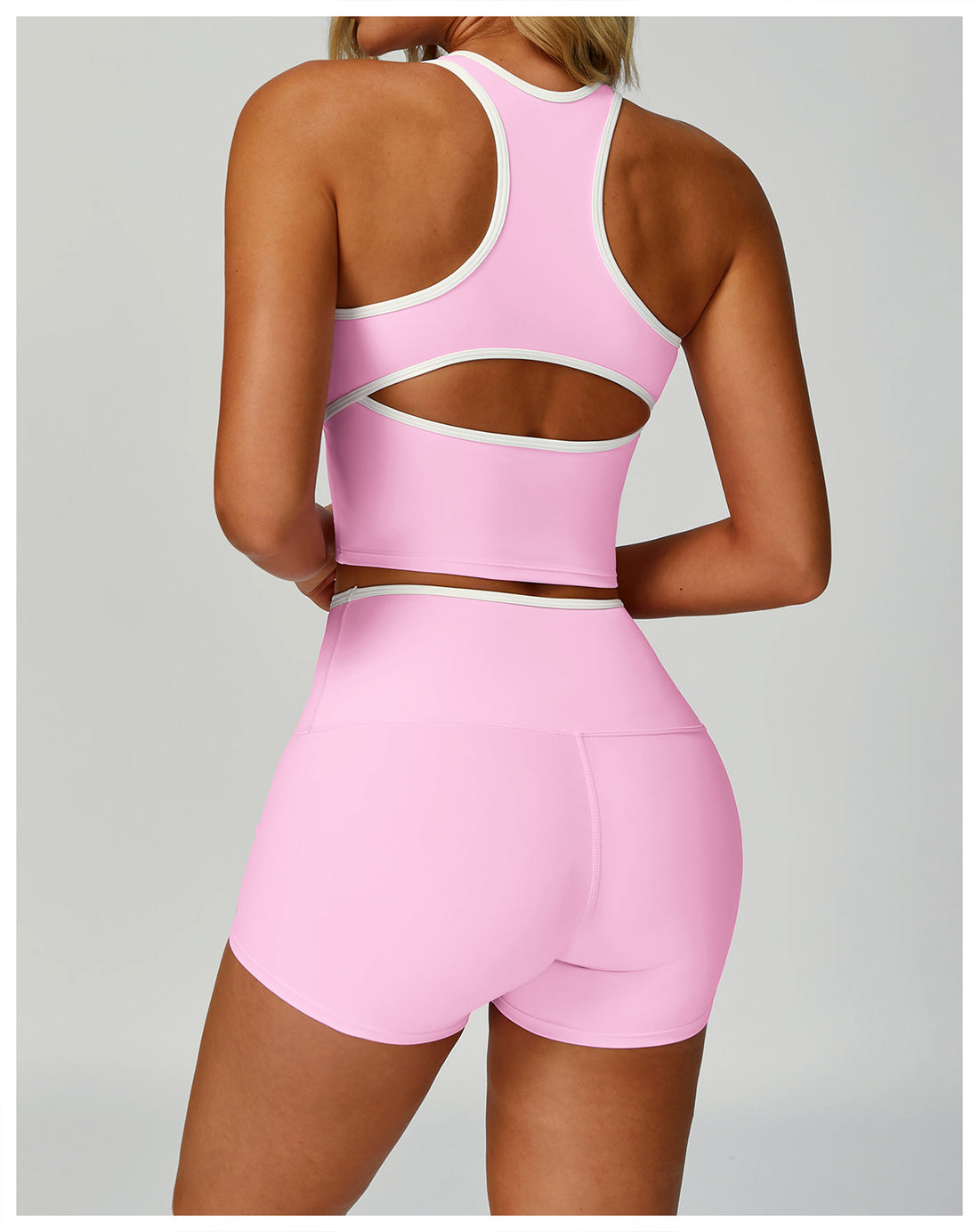 Strappy Backless Bra & Bike Short Set