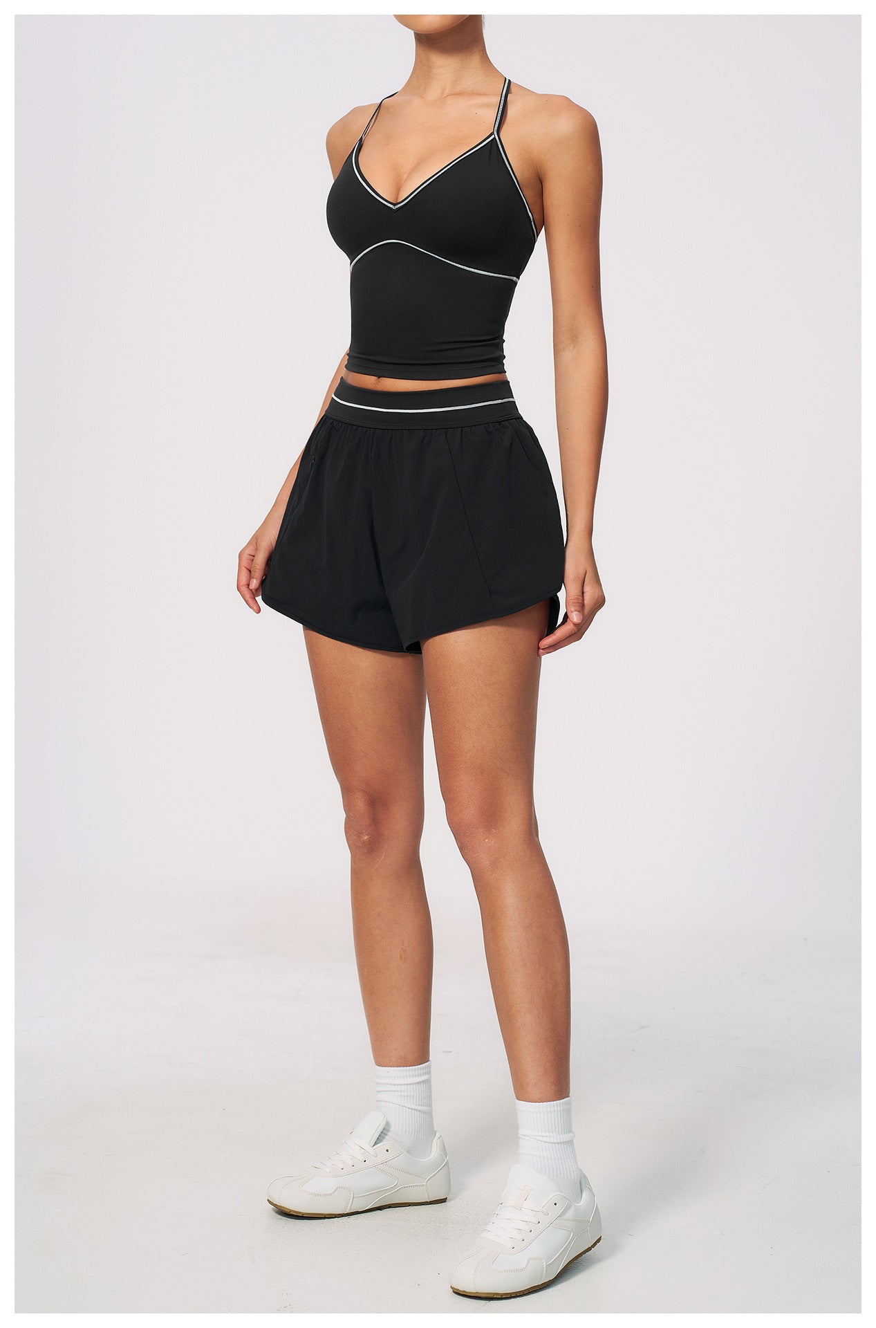 V-Neck Cami Bra & Running Shorts Set