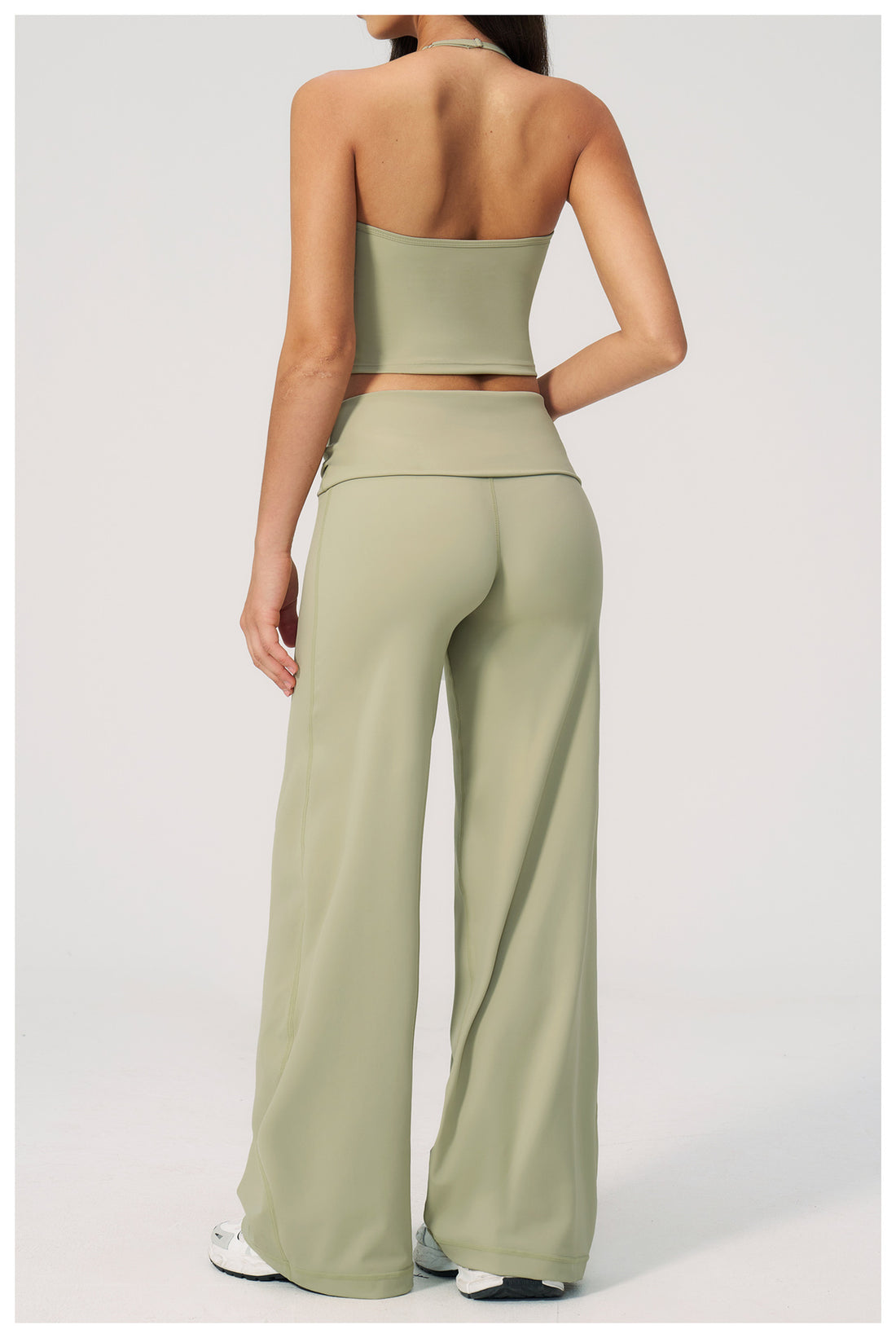 Halter Crop Top & Wide-Leg Pants Set
