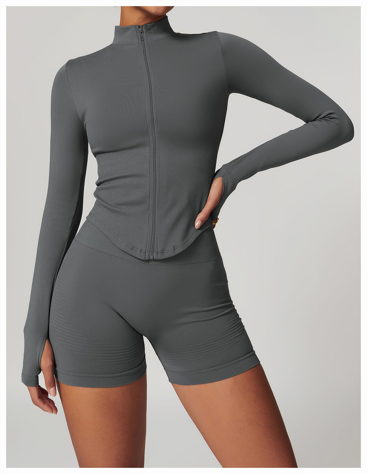 Zip-Up Long Sleeve Crop Yoga Jacket