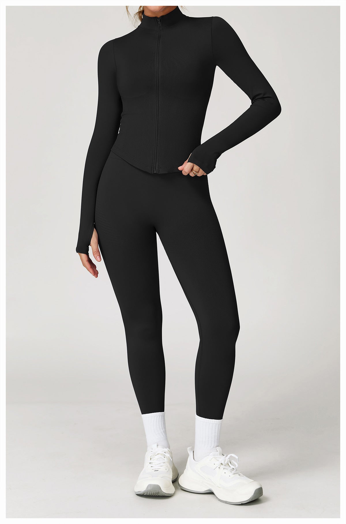 Zip-Up Long Sleeve Crop Yoga Jacket