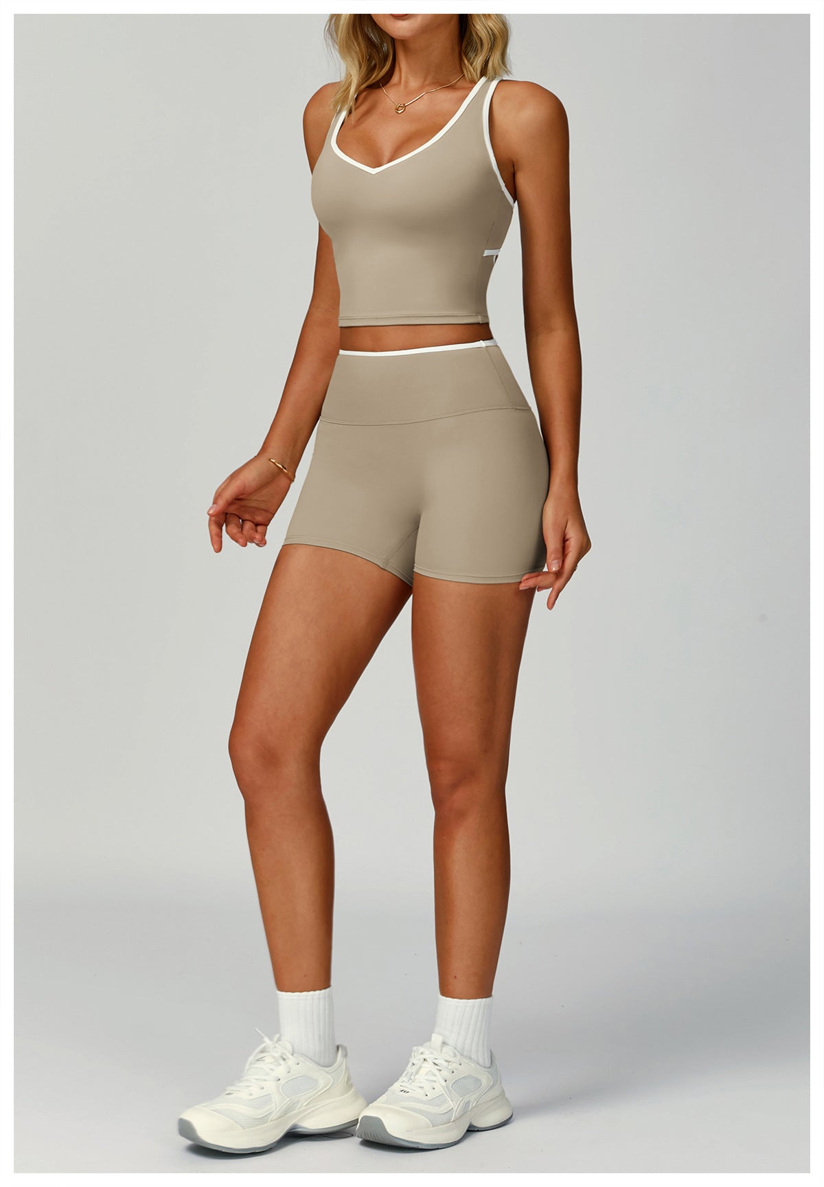 Strappy Backless Bra & Bike Short Set
