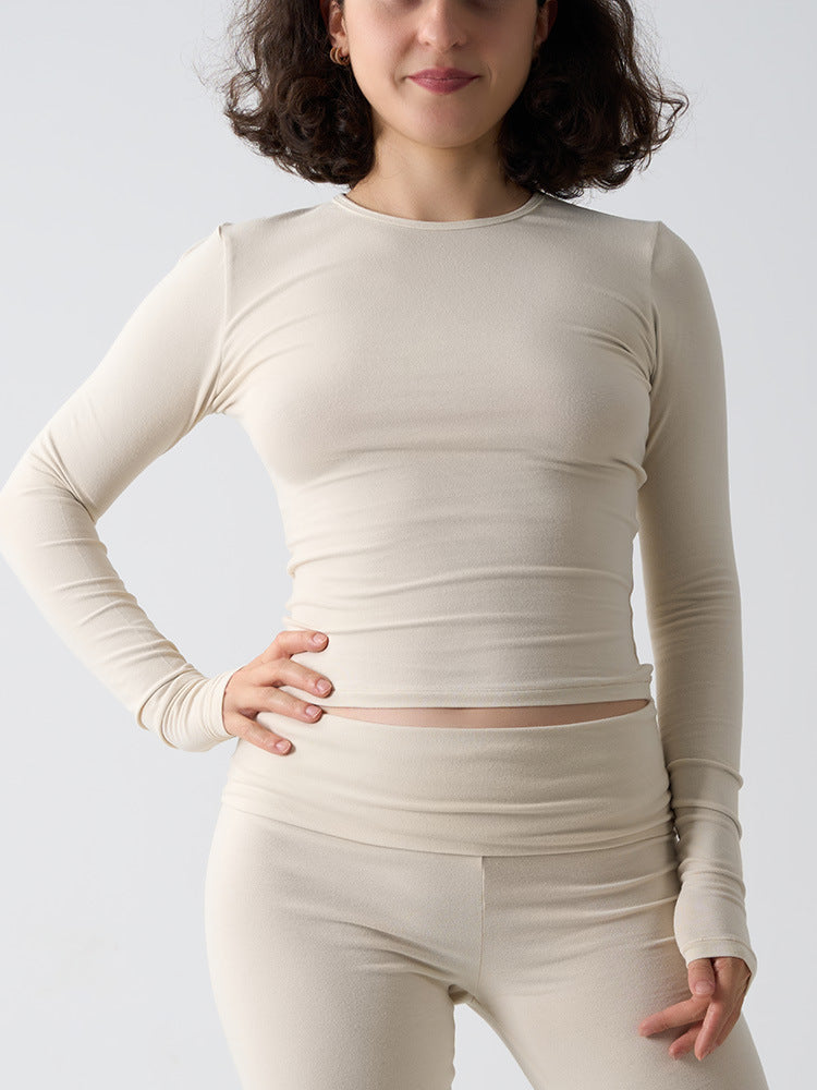 Cotton Jersey Long Sleeve Crop Top (Style 2)