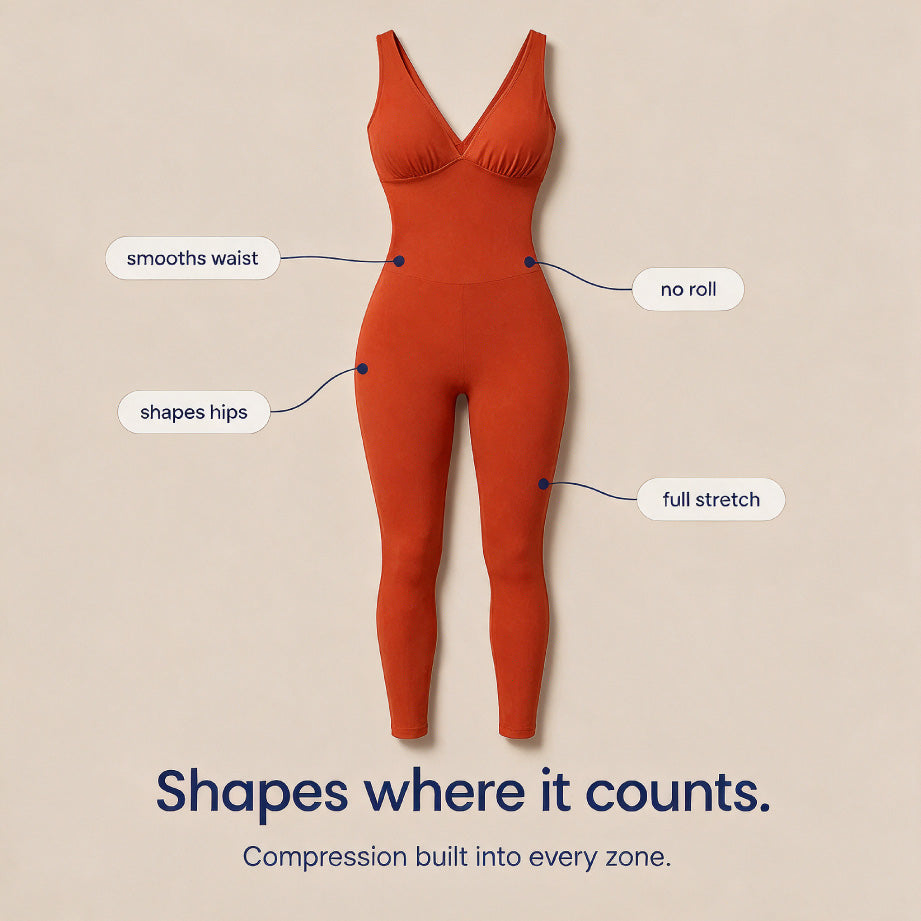 Seamless V-Neck Shaping Yoga Jumpsuit TheJellyBra