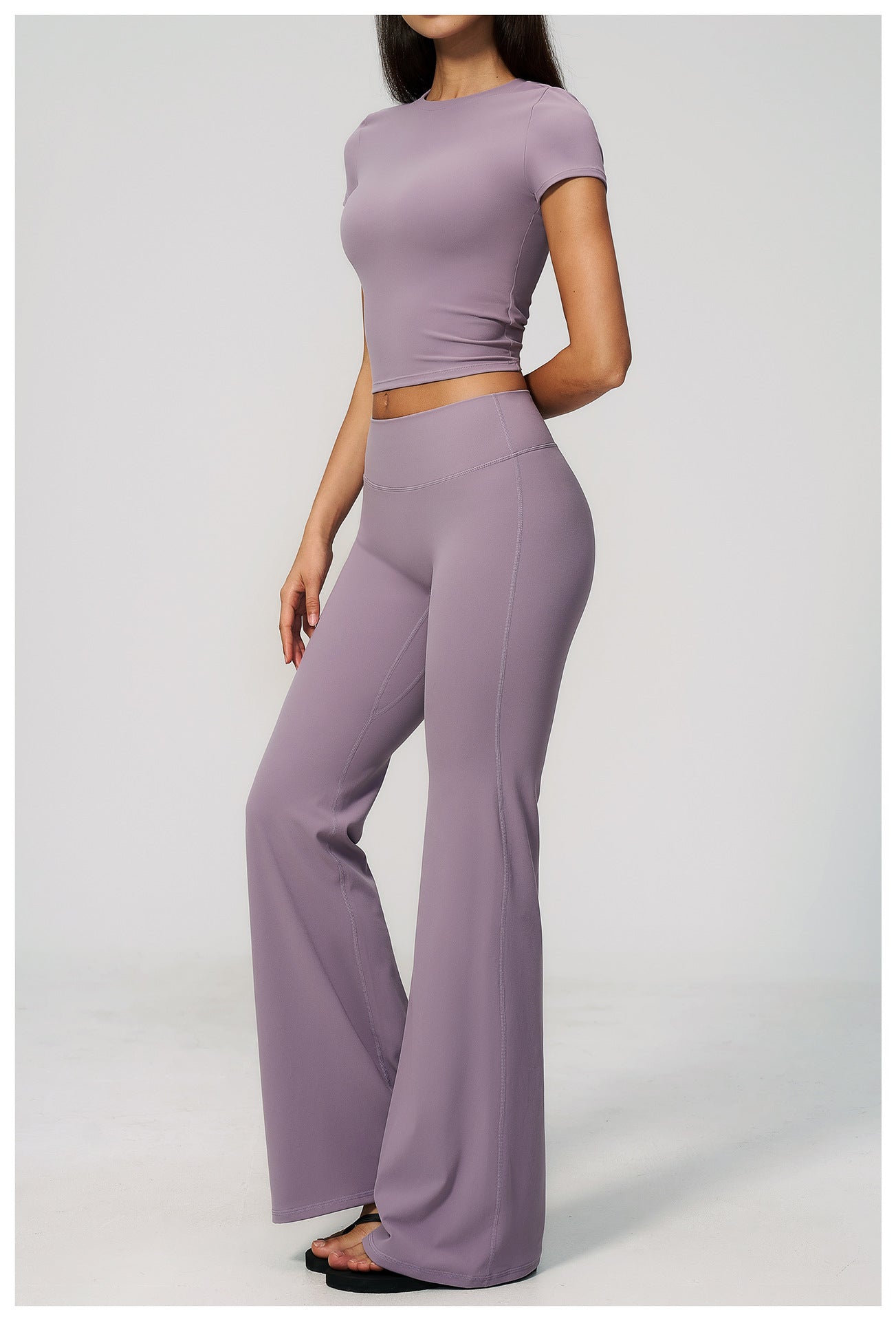 Crew Neck Crop Top & Flare Pants Set