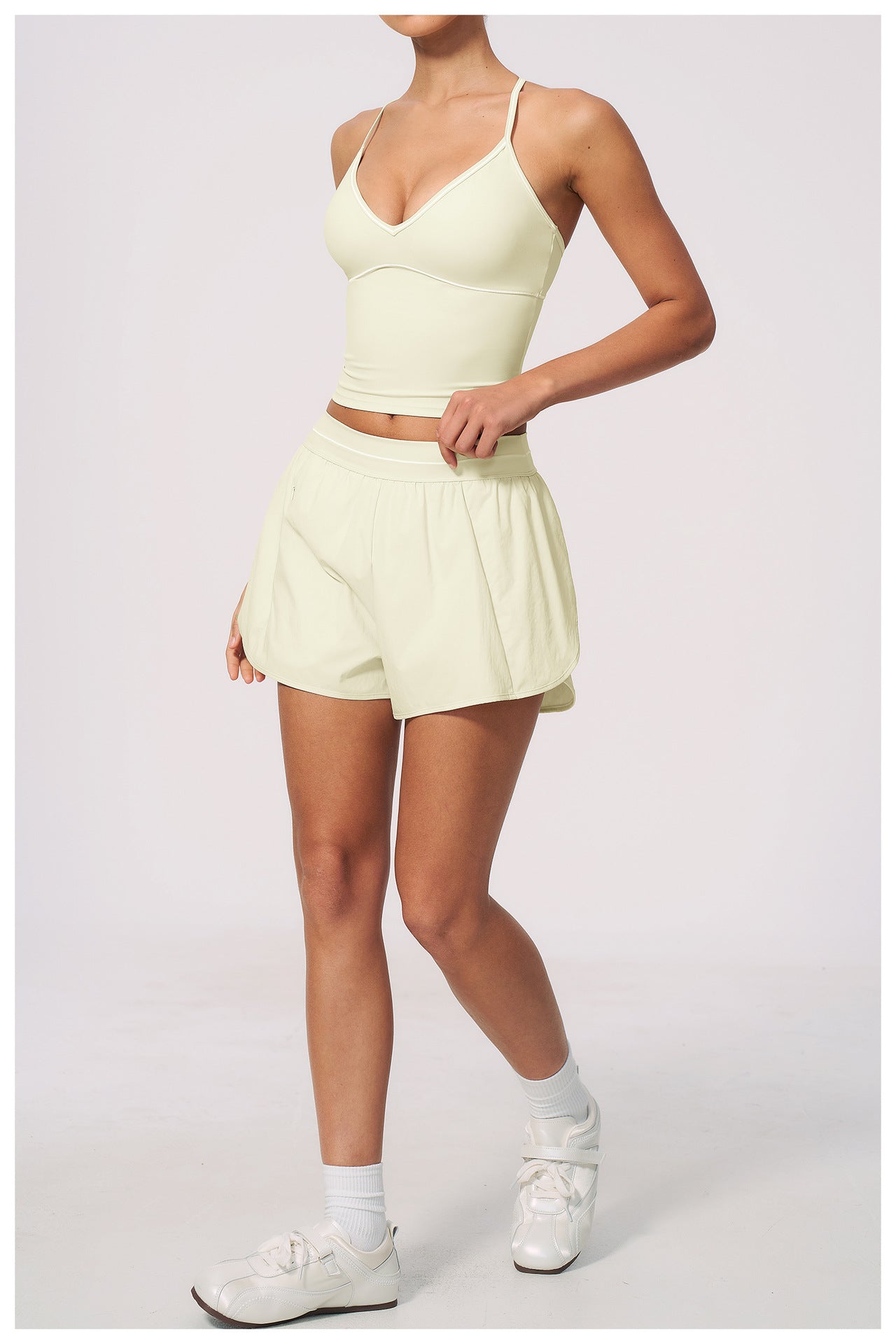 V-Neck Cami Bra & Running Shorts Set