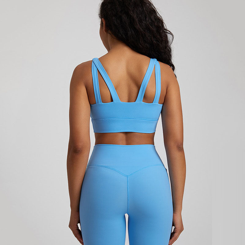 European and American nude yoga vest women's cross back sports bra fitness yoga clothing top outdoor sports bra eprolo