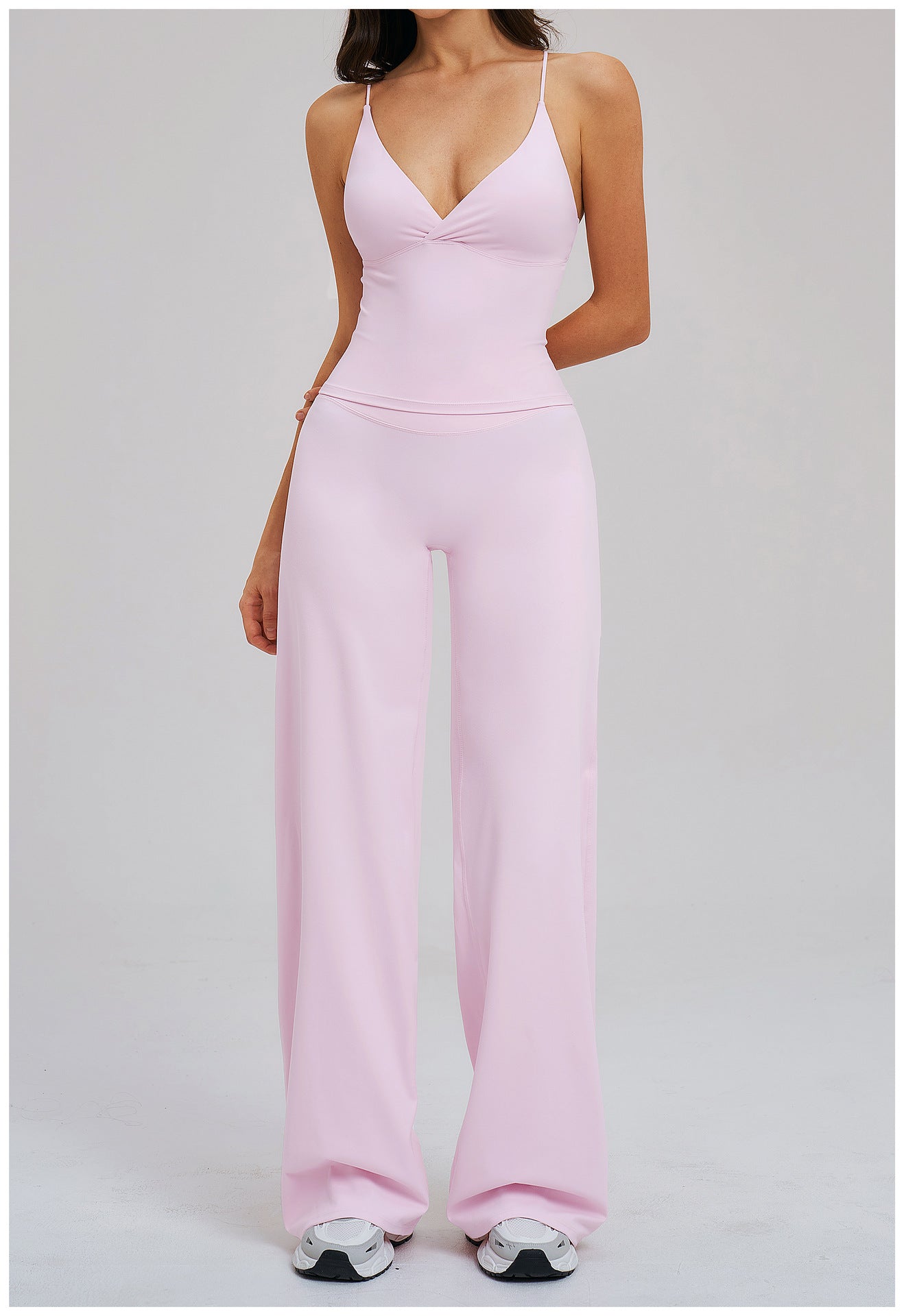 V-Neck Cami Top & Straight-Leg Pants Set