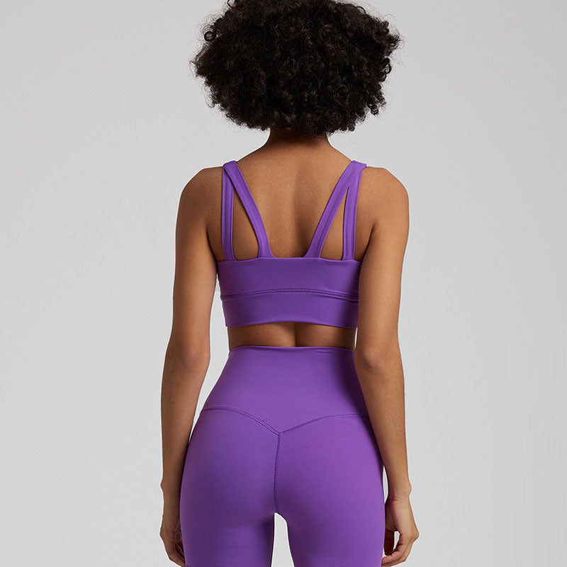 European and American nude yoga vest women's cross back sports bra fitness yoga clothing top outdoor sports bra eprolo