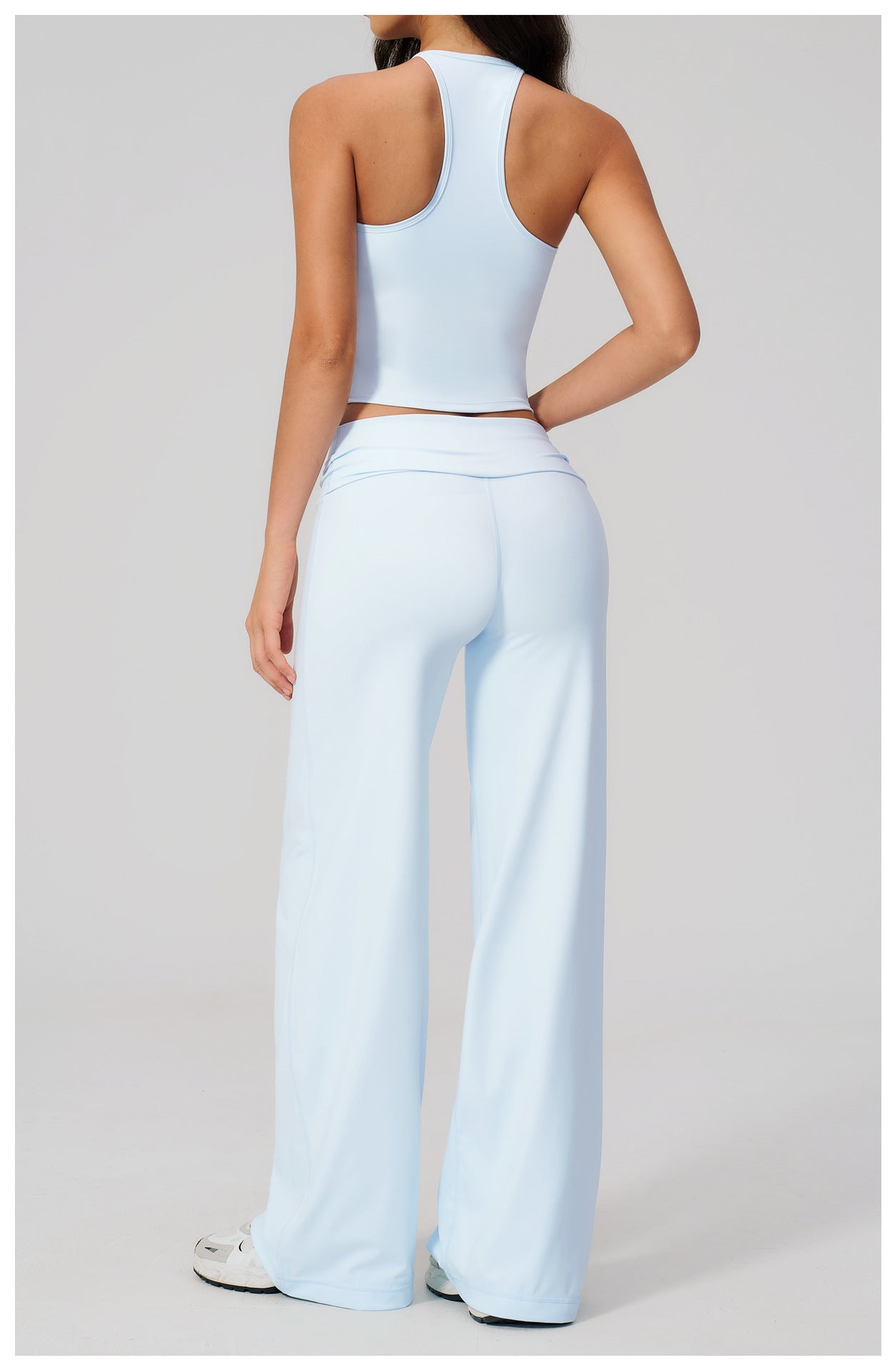 Backless Halter Crop Top & Wide-Leg Pants Set