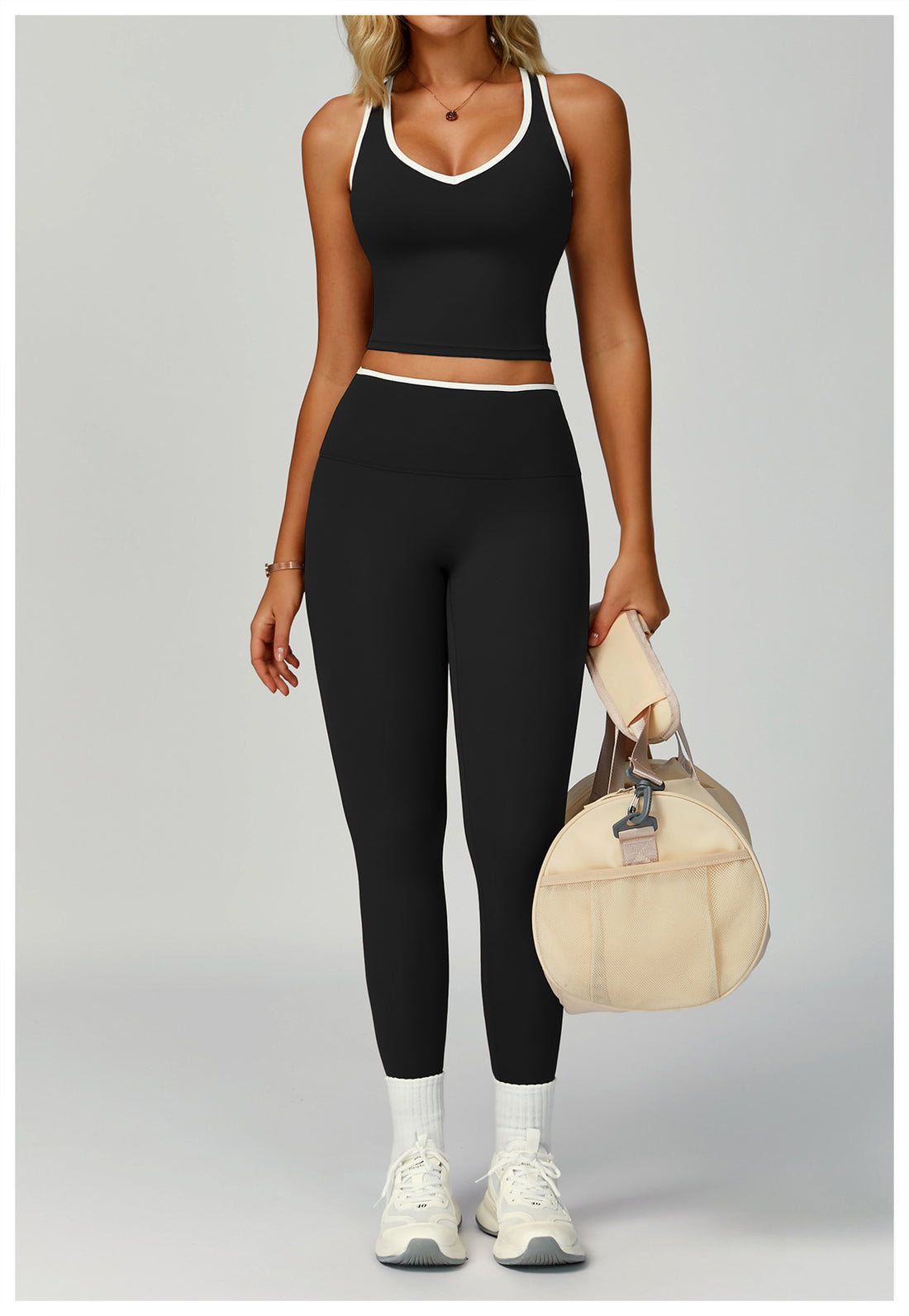 Strappy Backless Bra & Bike Short Set