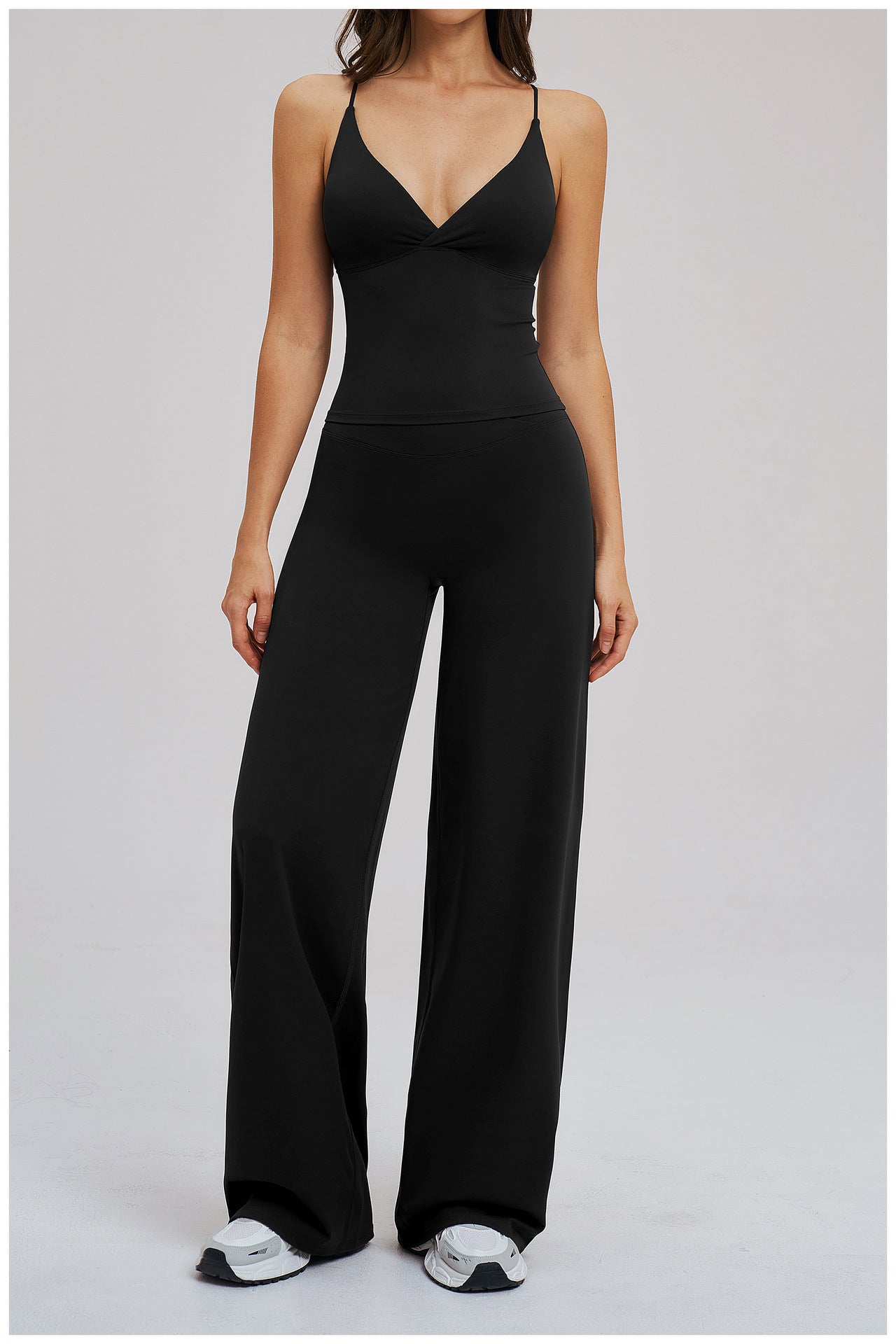 V-Neck Cami Top & Straight-Leg Pants Set