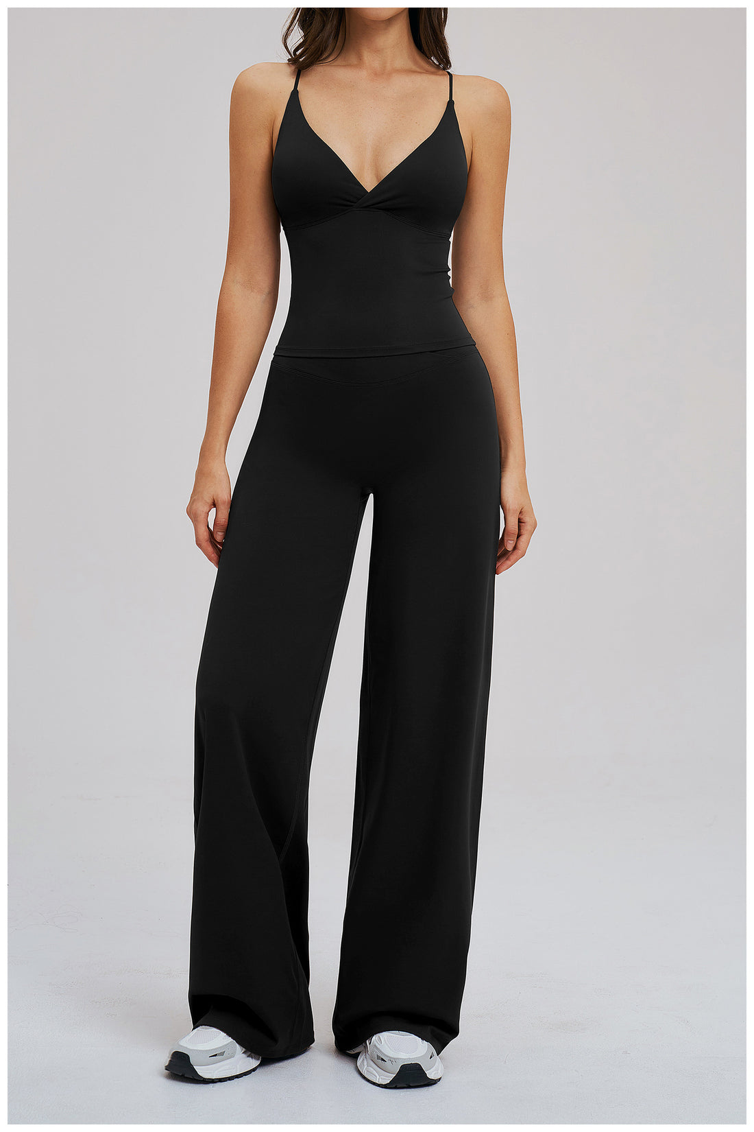 V-Neck Cami Top & Straight-Leg Pants Set